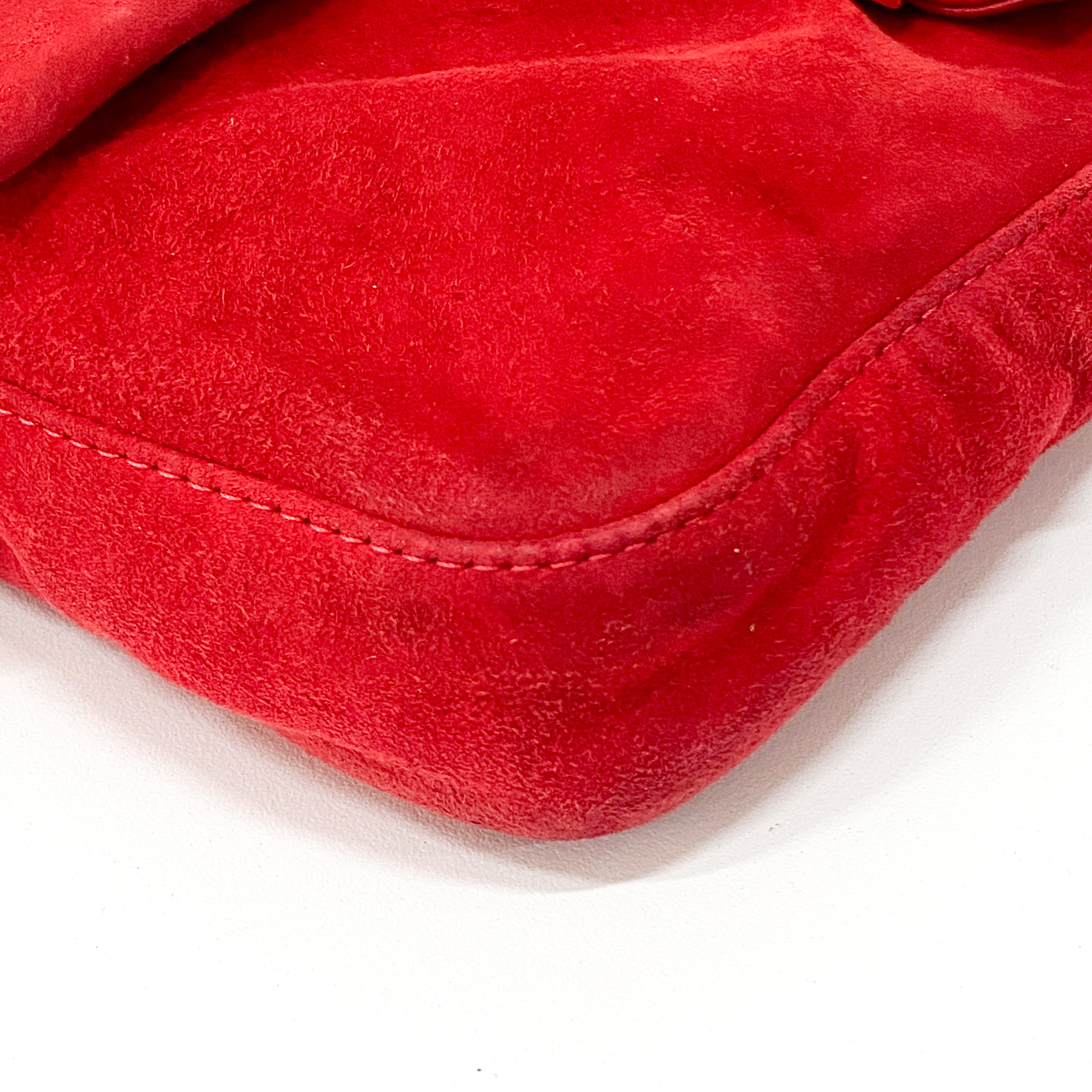 Baguette Red Suede Shoulder Bag