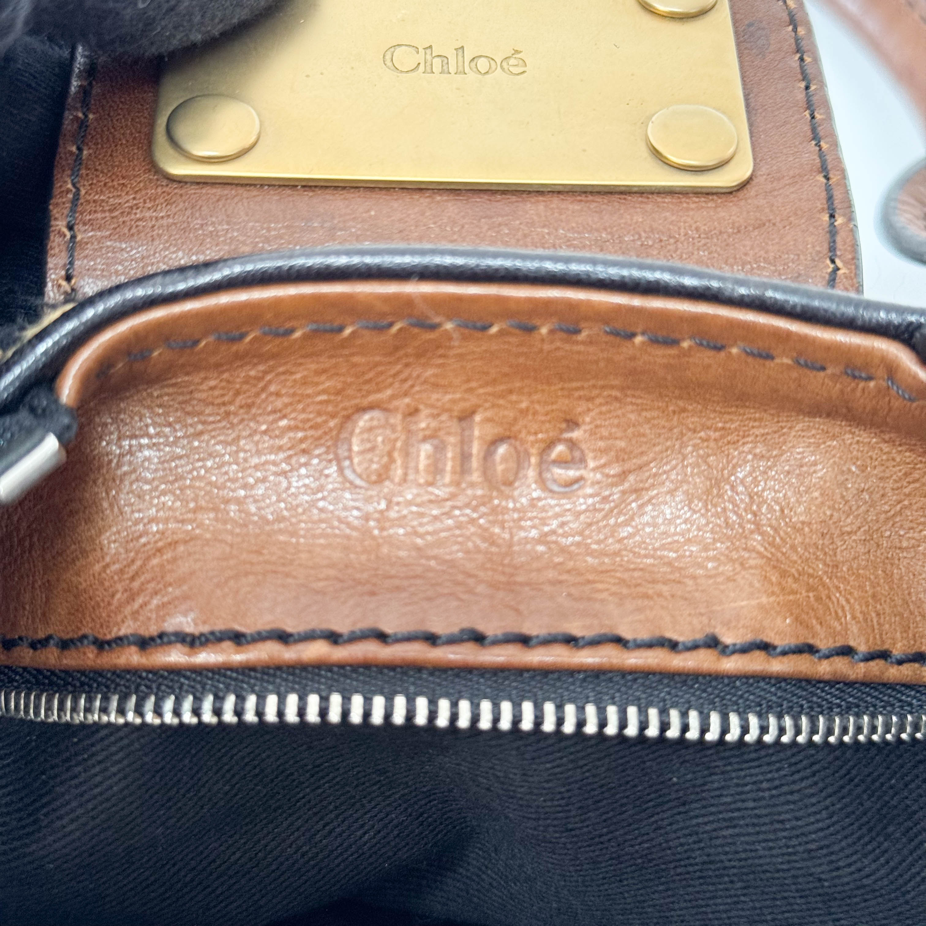 Paddington Brown Gold Leather Tweed Handbag