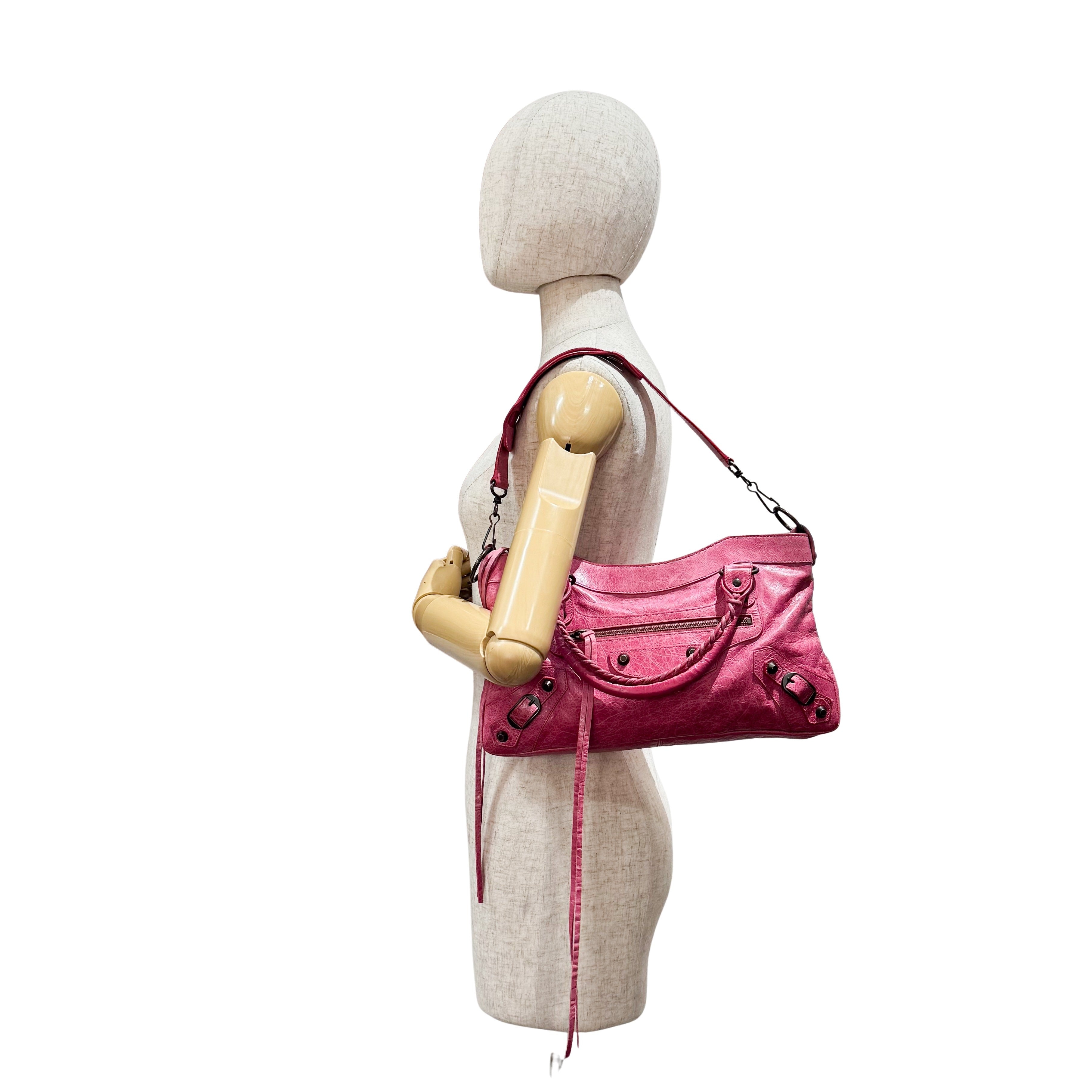 Mini City Pink Leather Two Way Bag