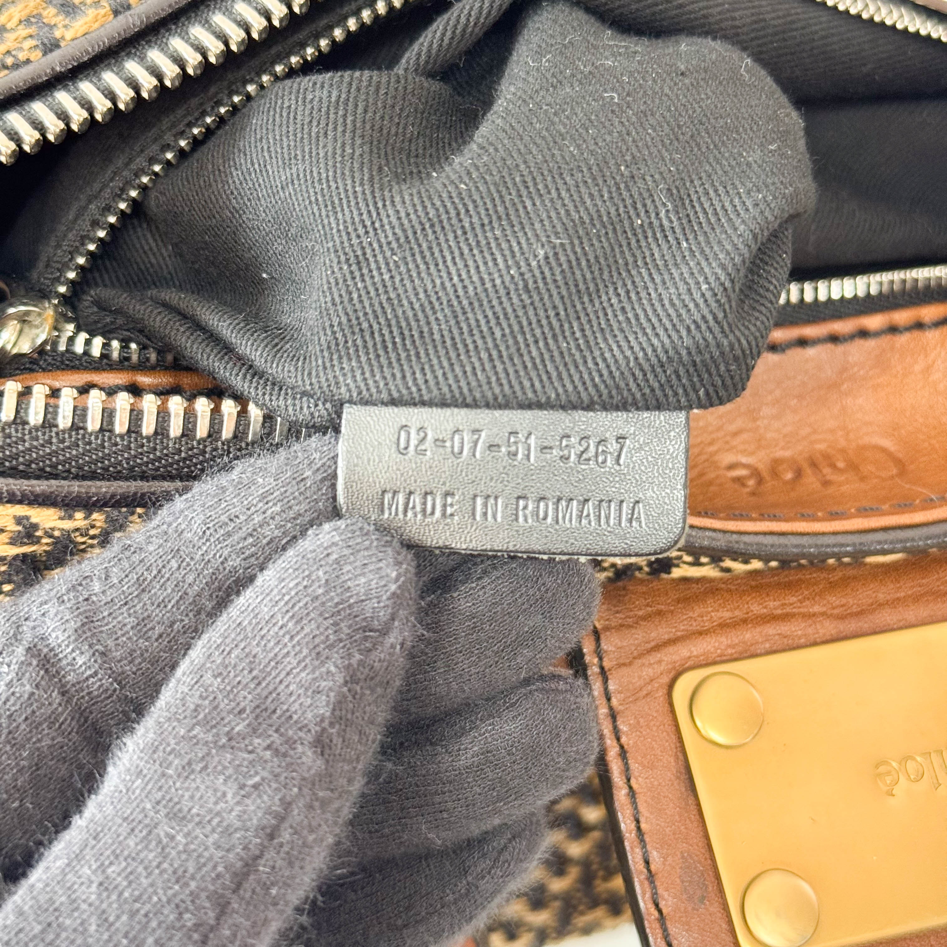 Paddington Brown Gold Leather Tweed Handbag