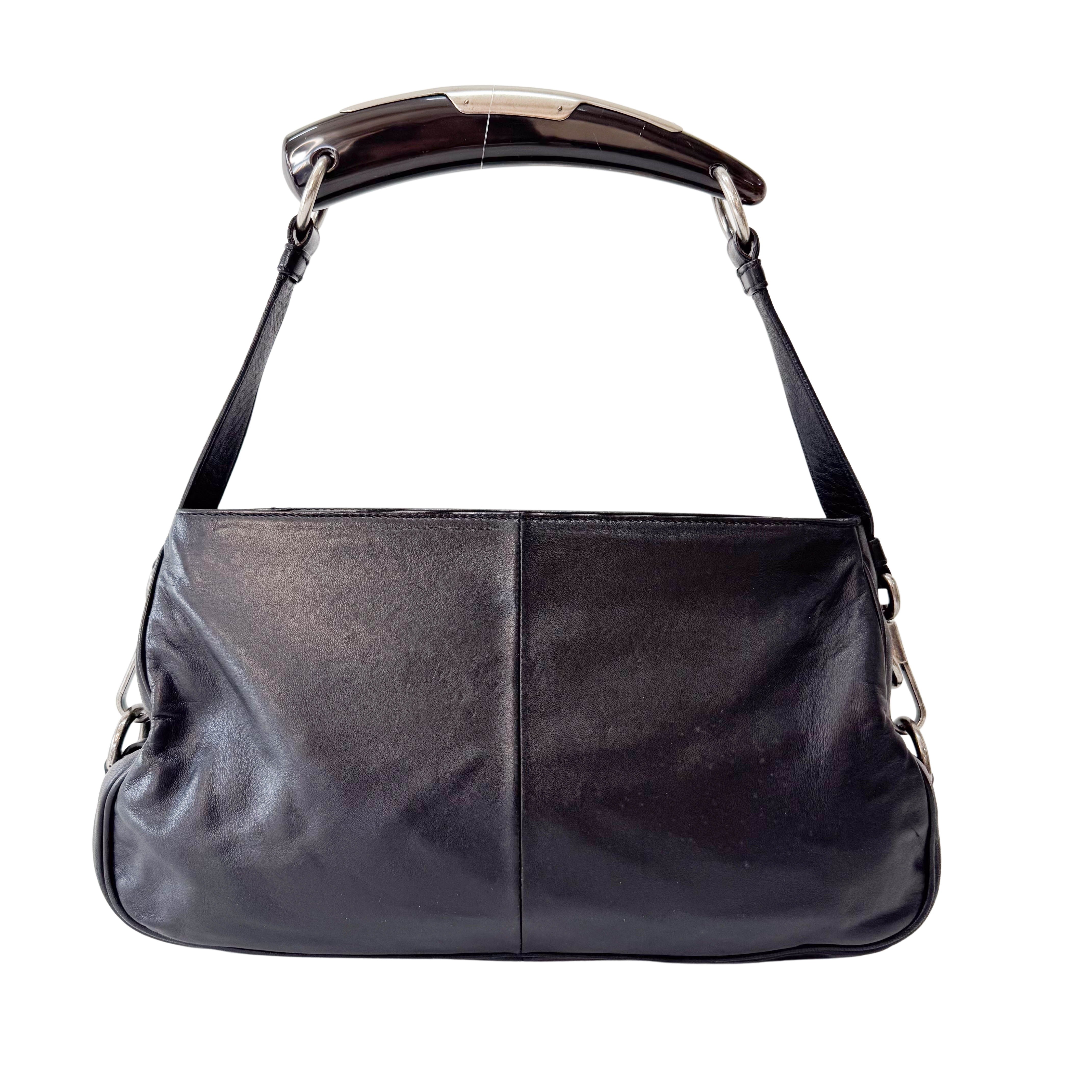 Mombasa Black Leather Shoulder Bag