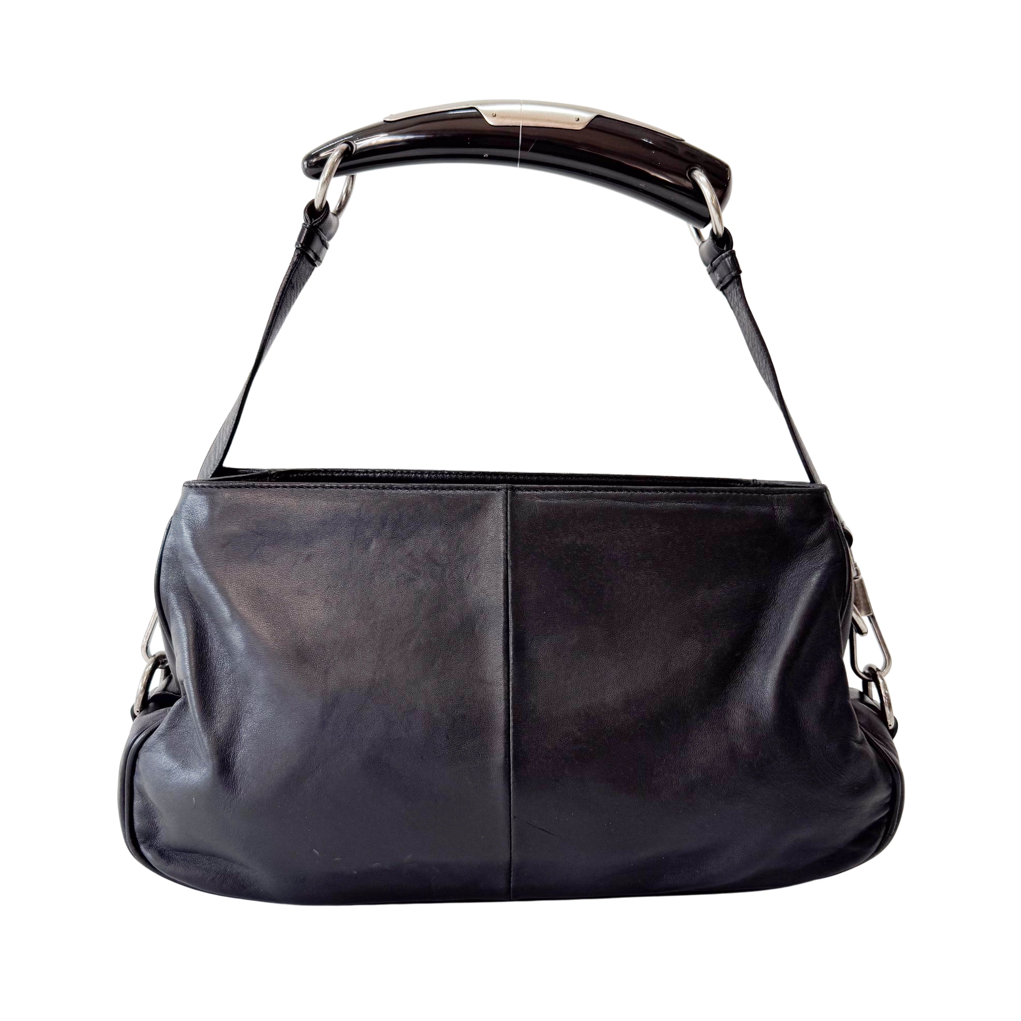 Mombasa Black Leather Shoulder Bag
