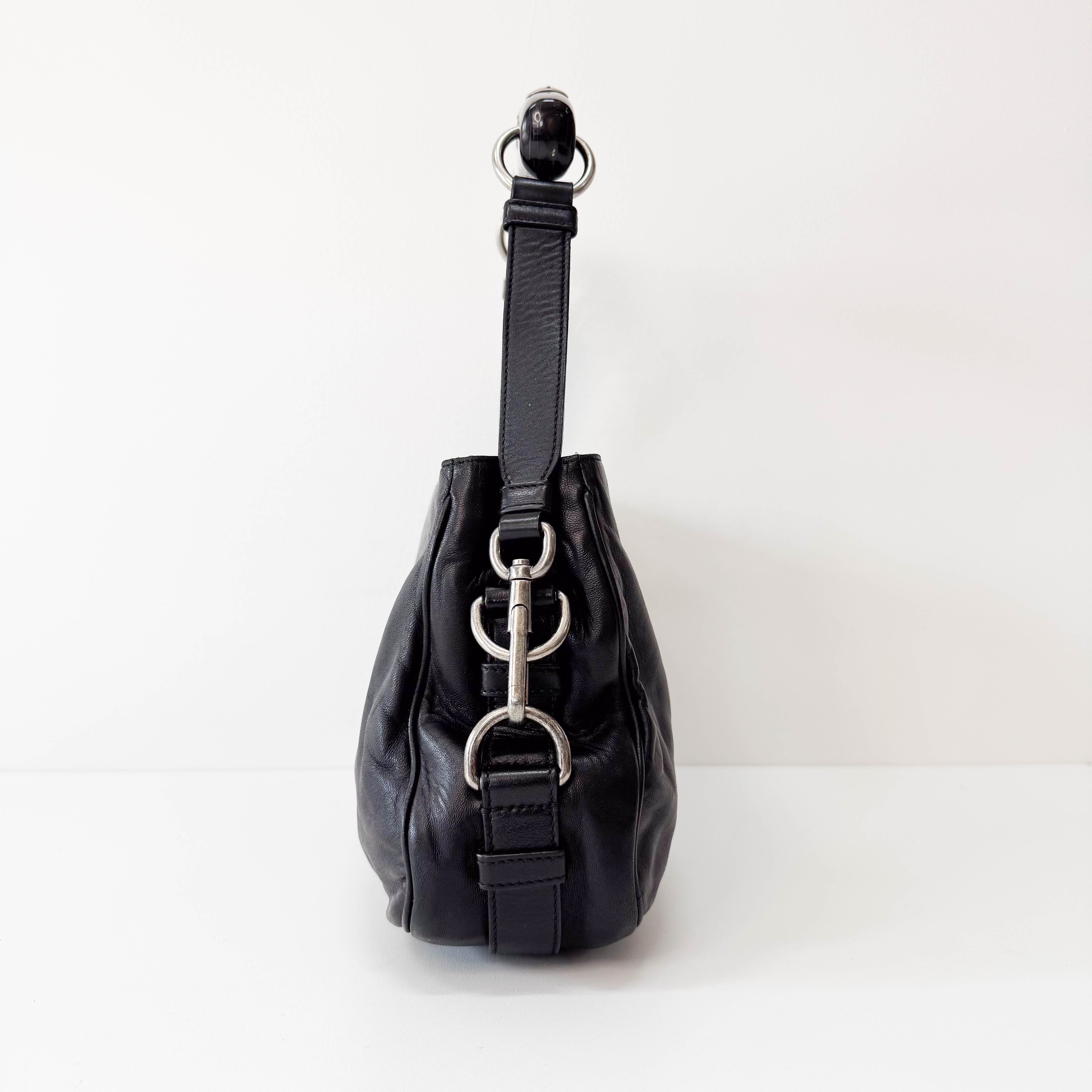 Mombasa Black Leather Shoulder Bag