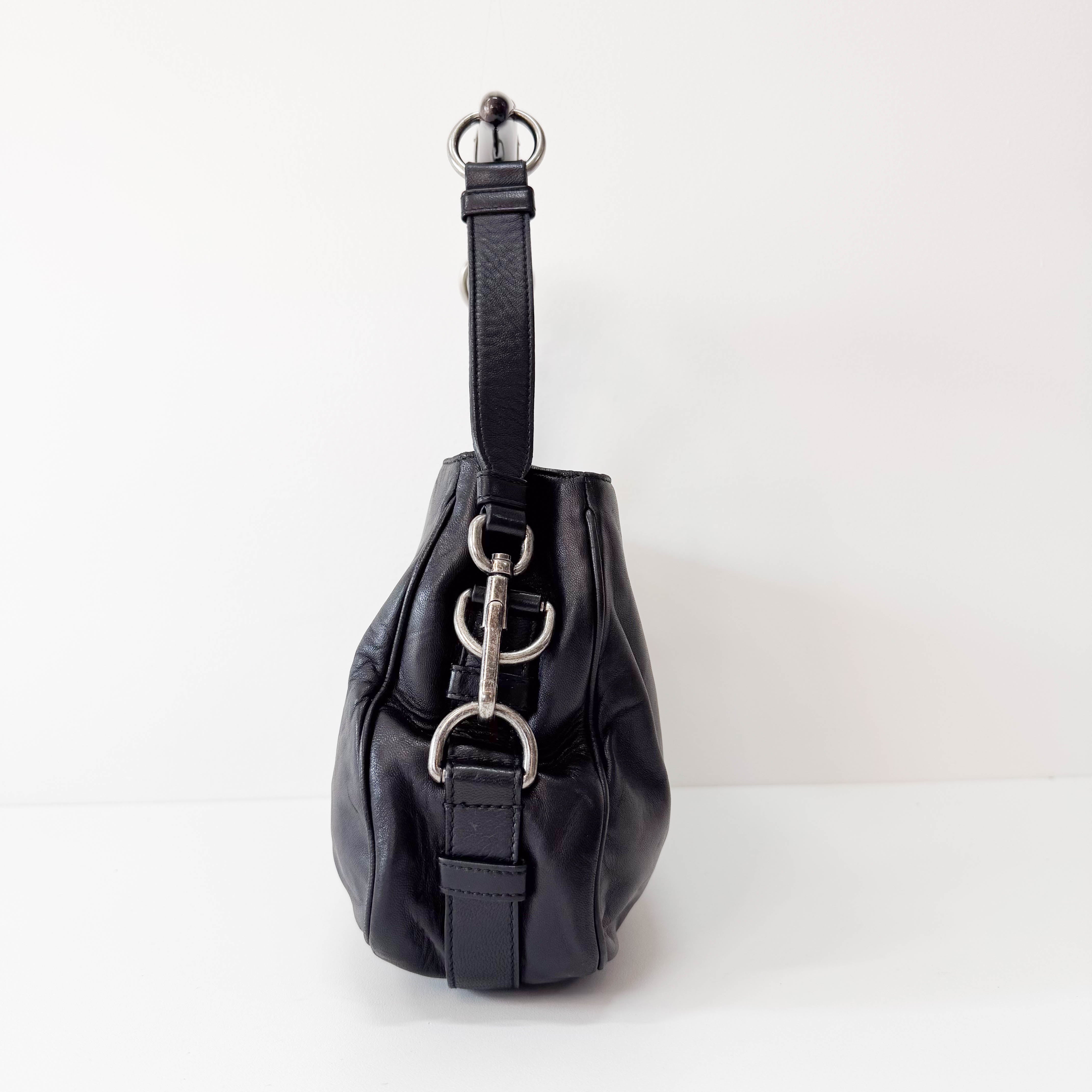 Mombasa Black Leather Shoulder Bag