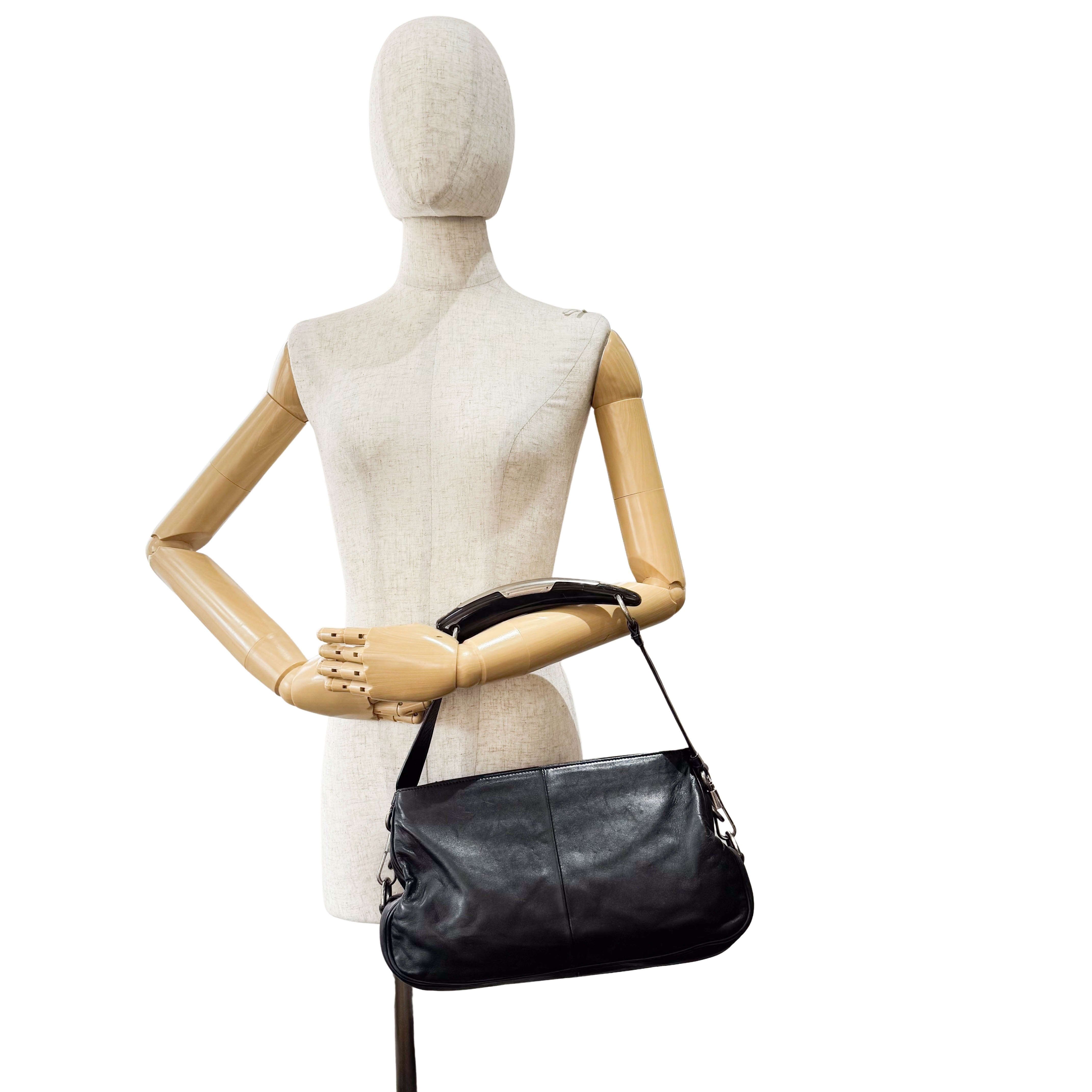 Mombasa Black Leather Shoulder Bag