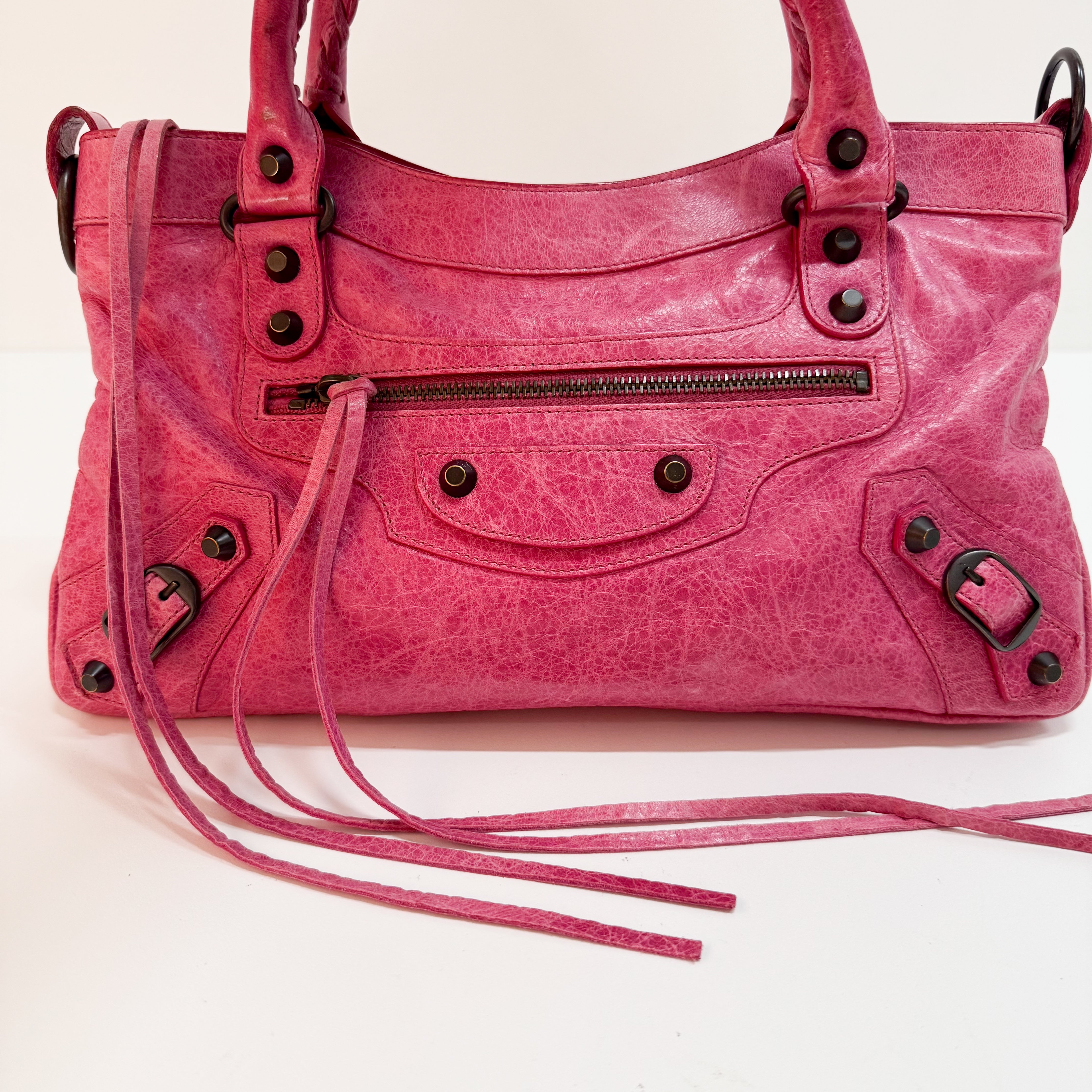 Mini City Pink Leather Two Way Bag