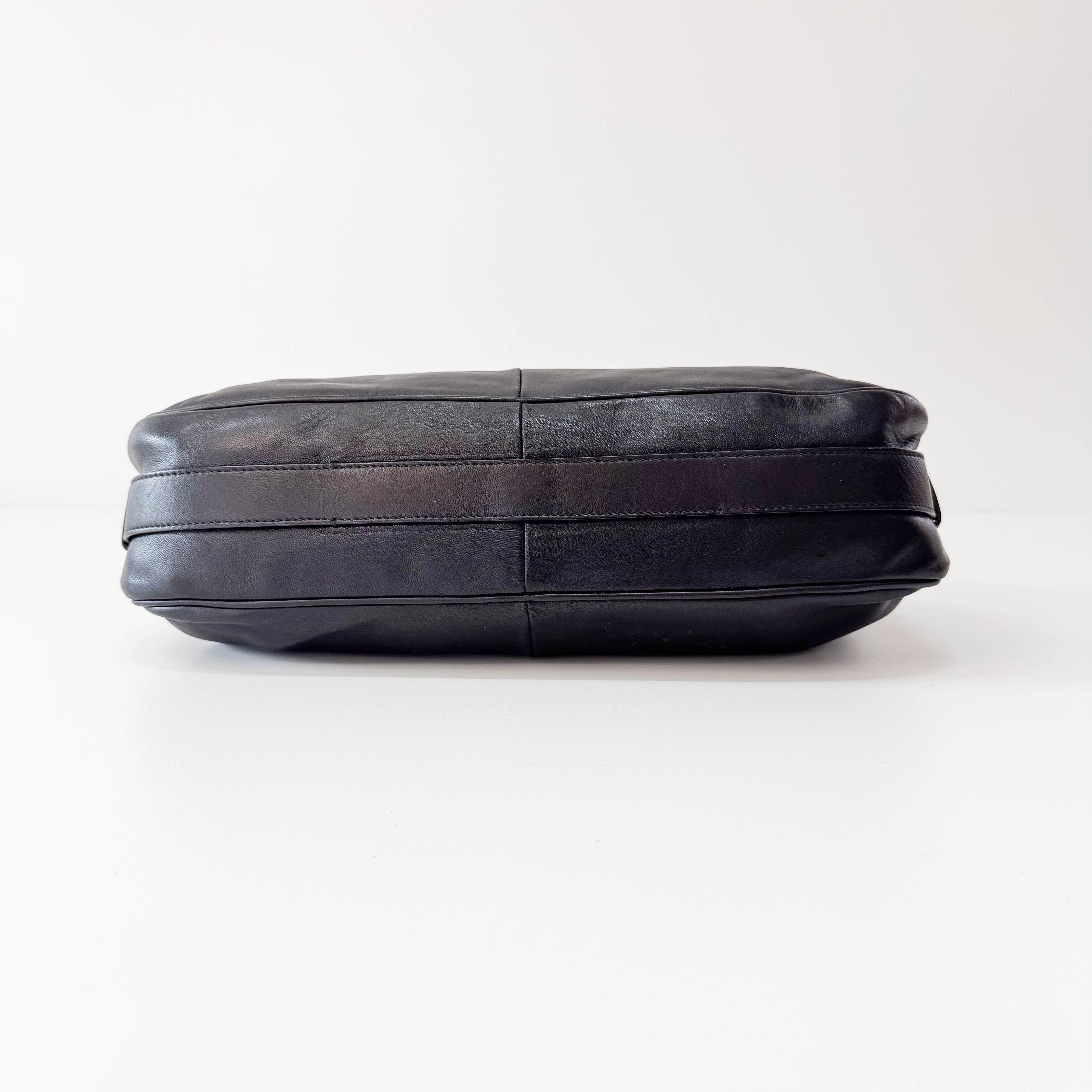 Mombasa Black Leather Shoulder Bag