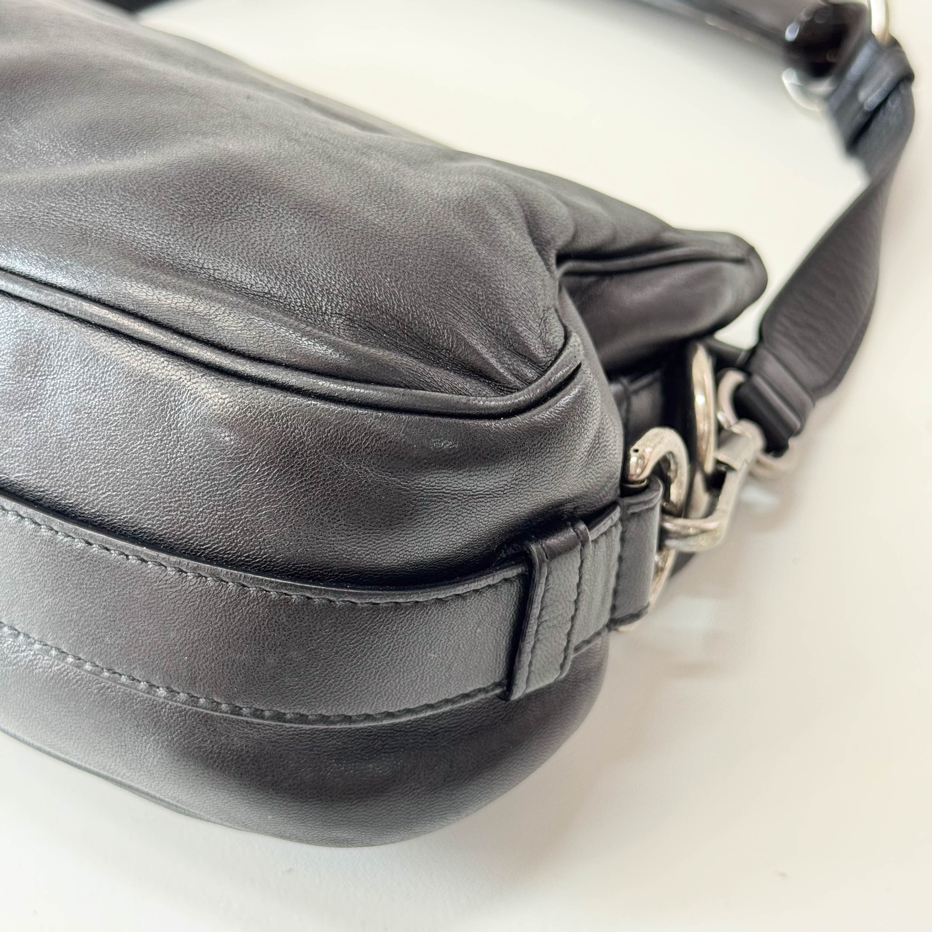 Mombasa Black Leather Shoulder Bag