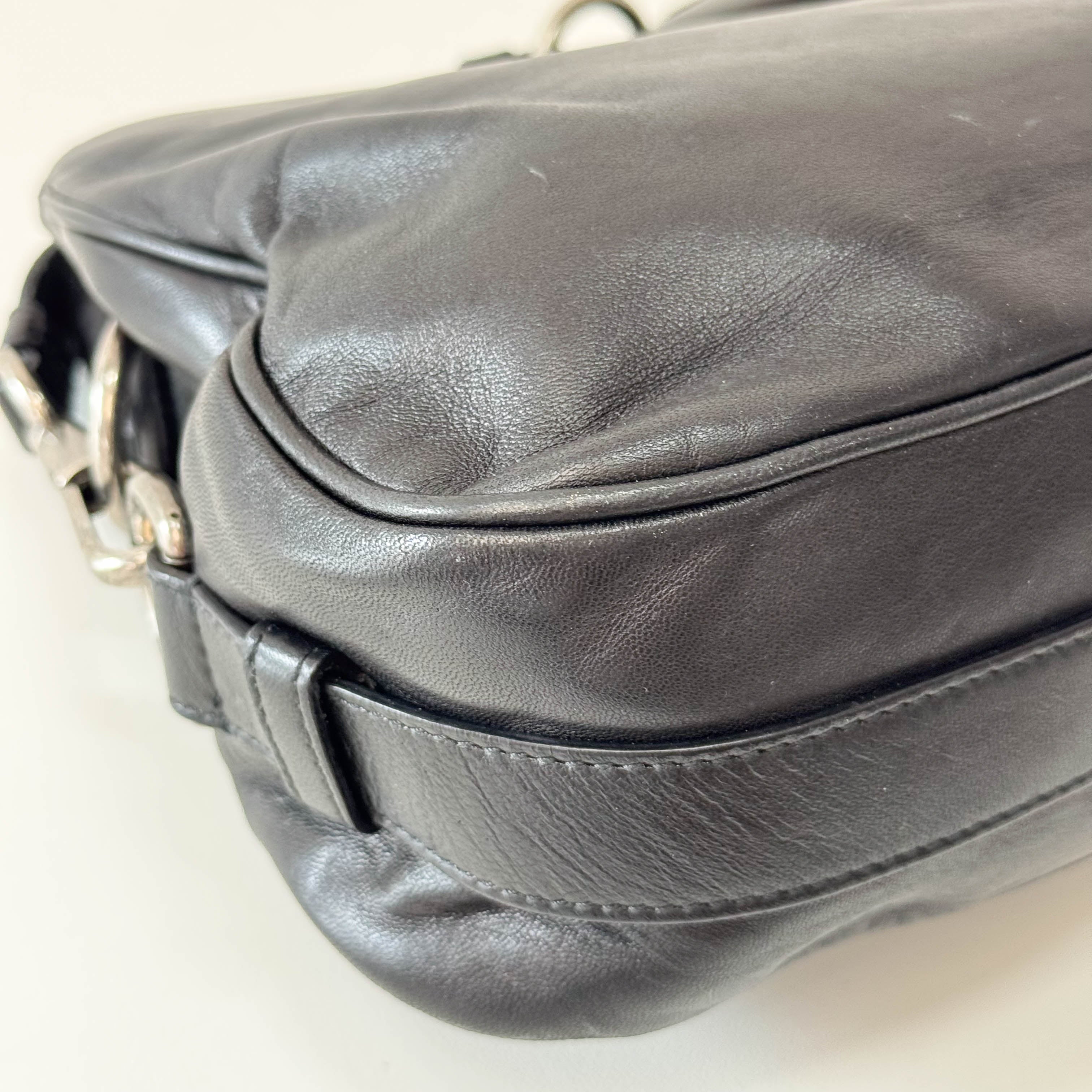 Mombasa Black Leather Shoulder Bag