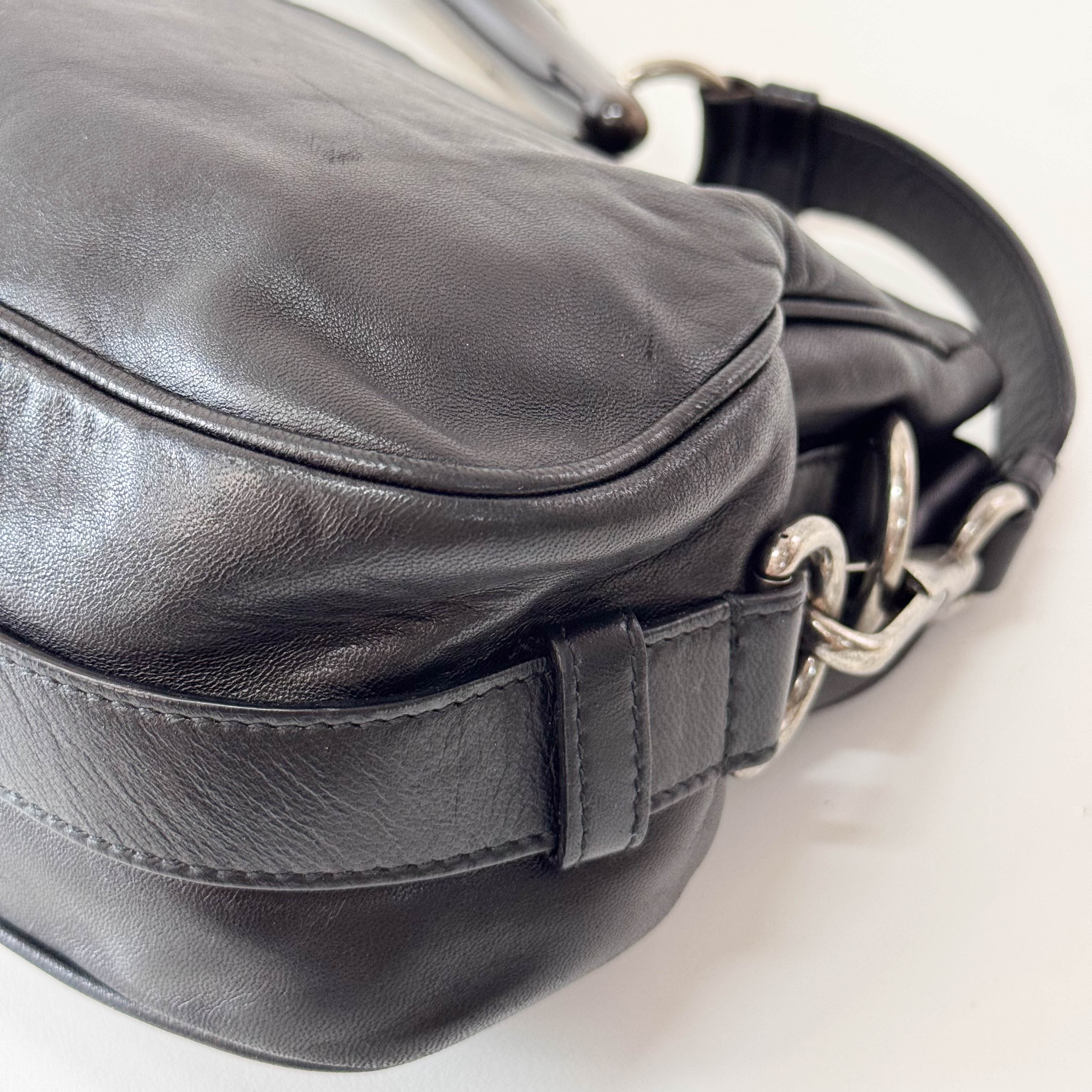 Mombasa Black Leather Shoulder Bag