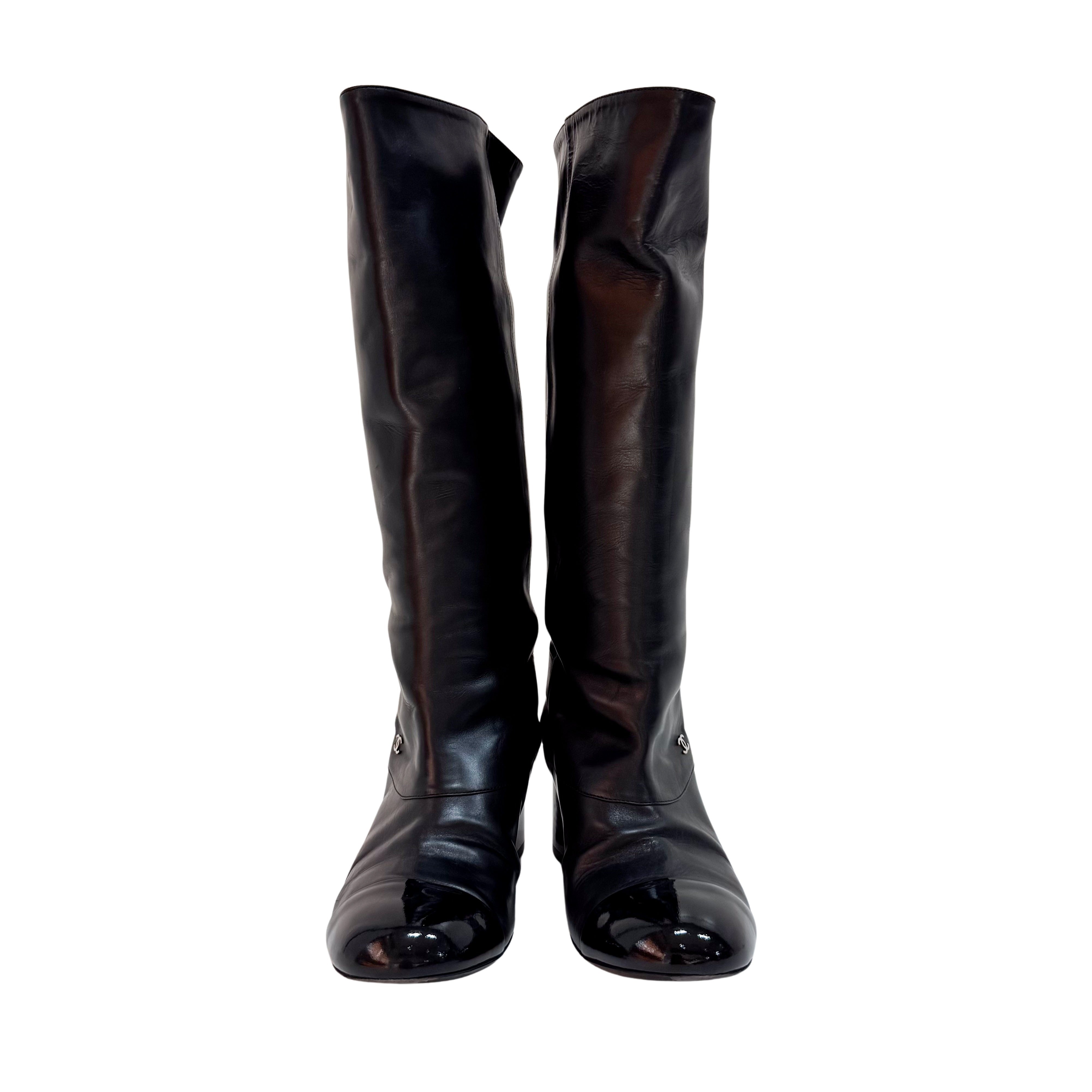 Black Leather Size 36 High Boots