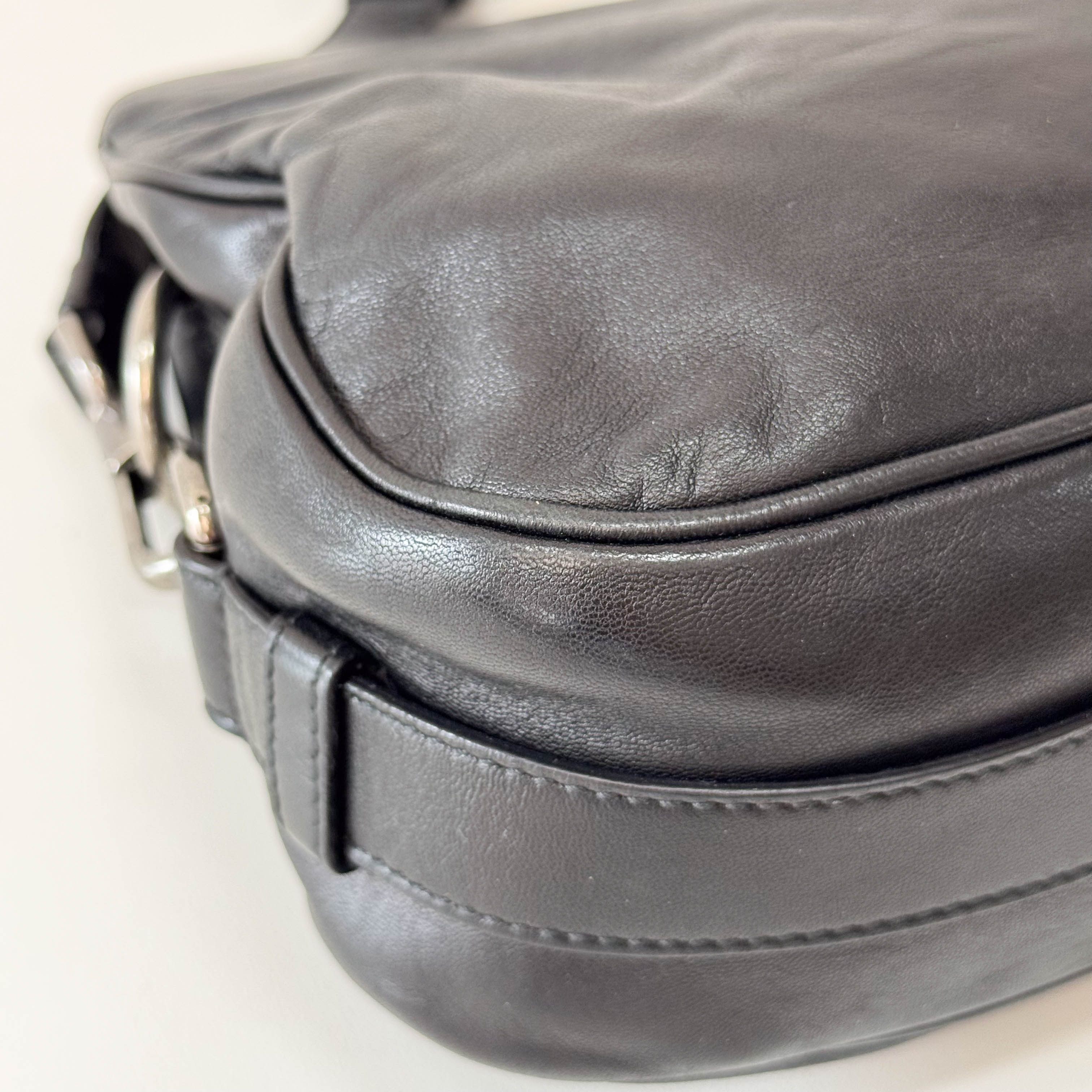 Mombasa Black Leather Shoulder Bag