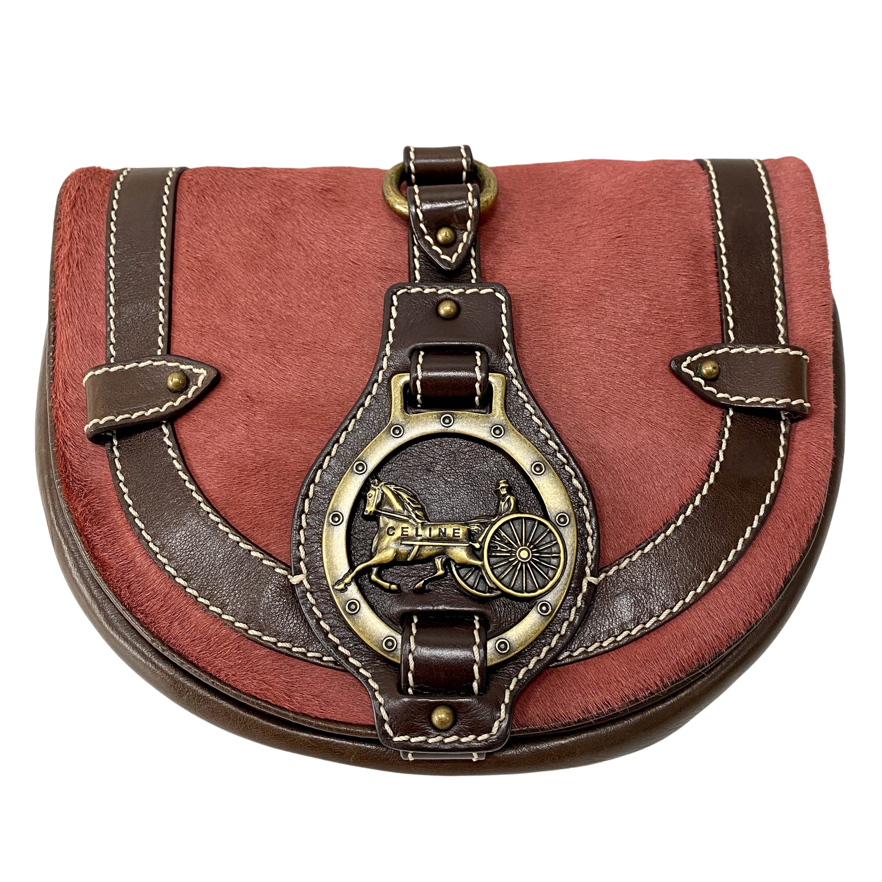 Vintage Pink Pony Hair Crossbody Bag