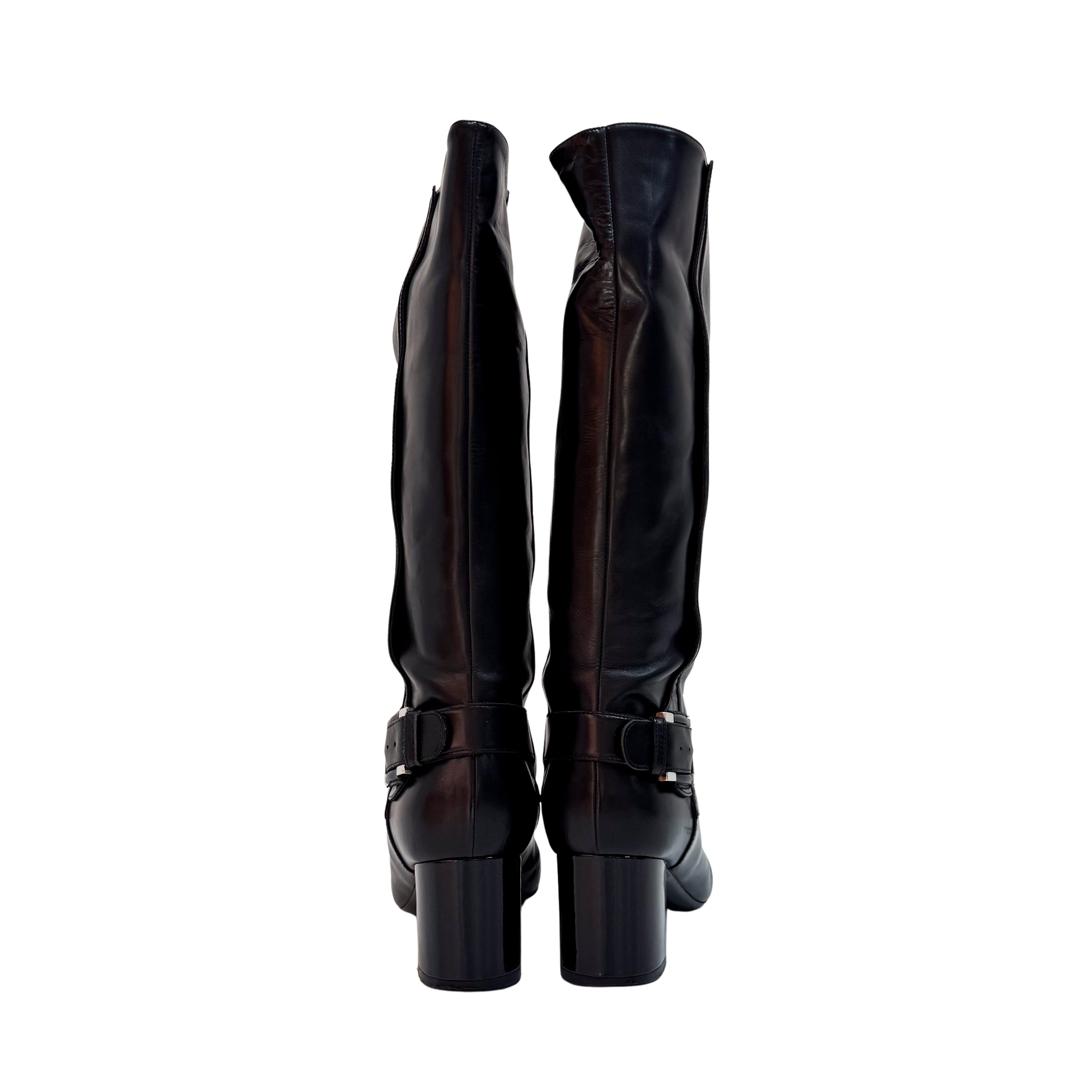 Black Leather Size 36 High Boots