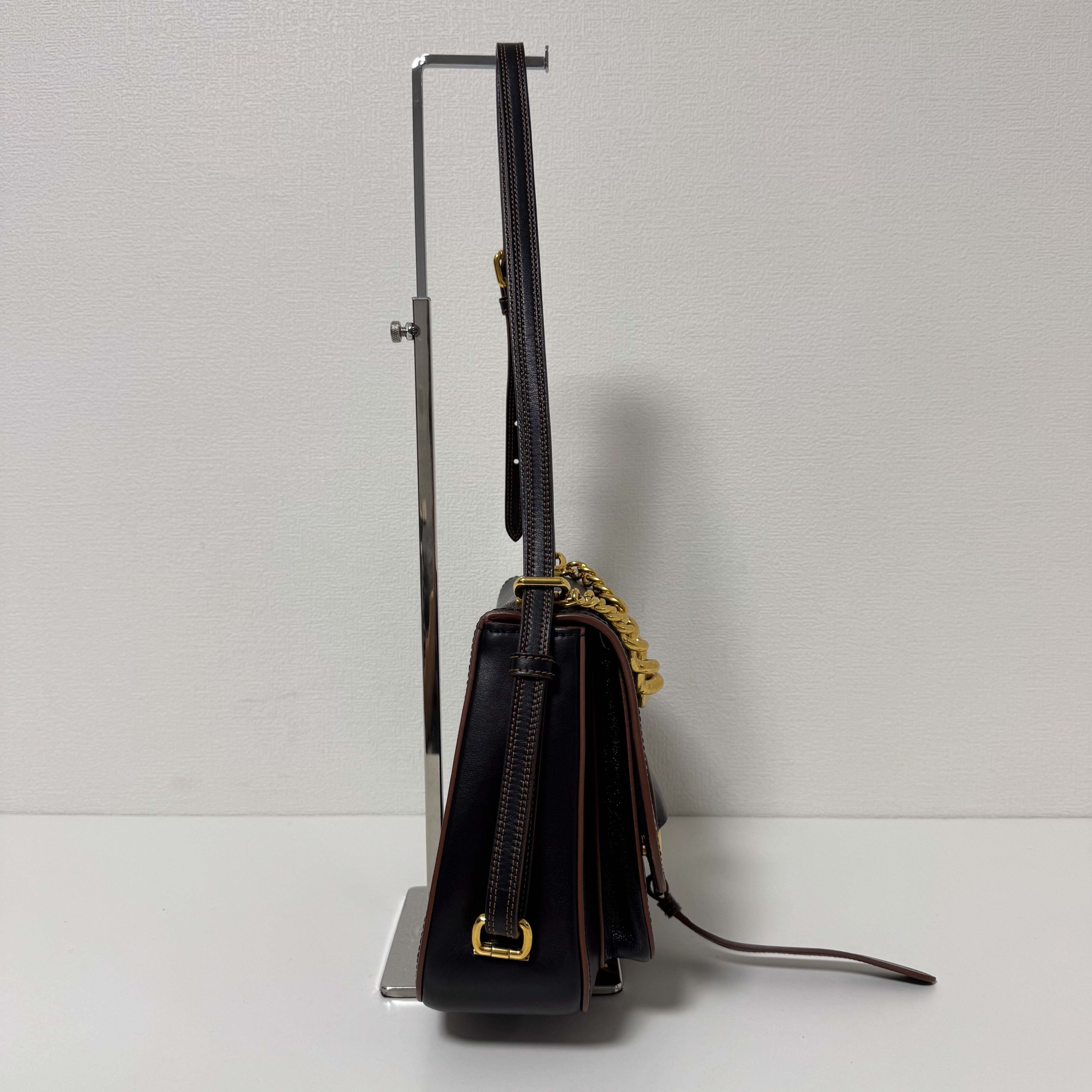 Archive Brown Leather Gold Chain Shoulder Bag