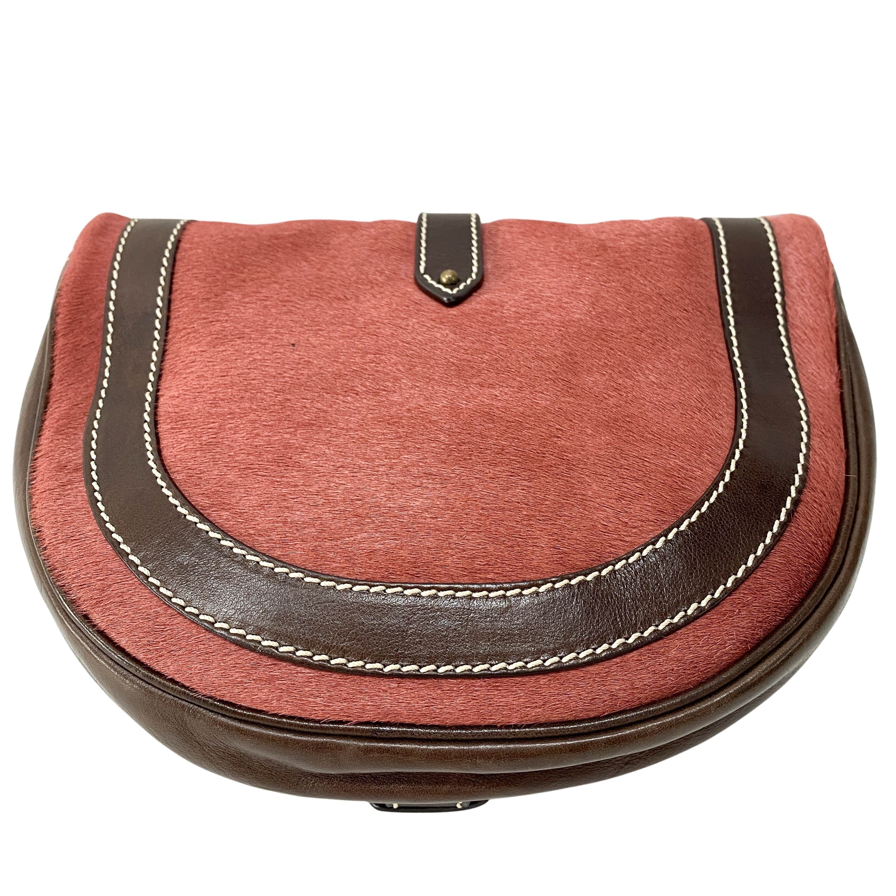 Vintage Pink Pony Hair Crossbody Bag