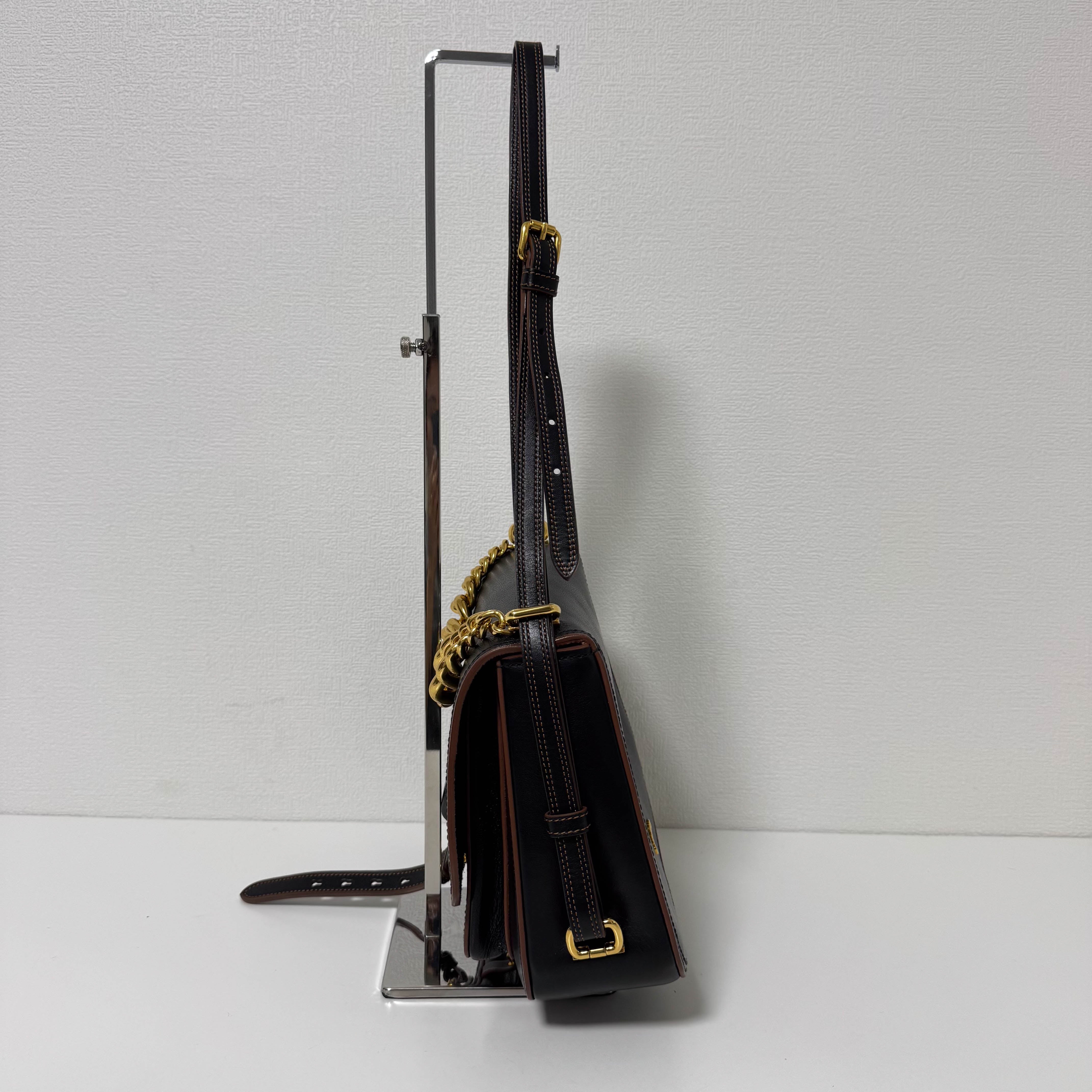 Archive Brown Leather Gold Chain Shoulder Bag