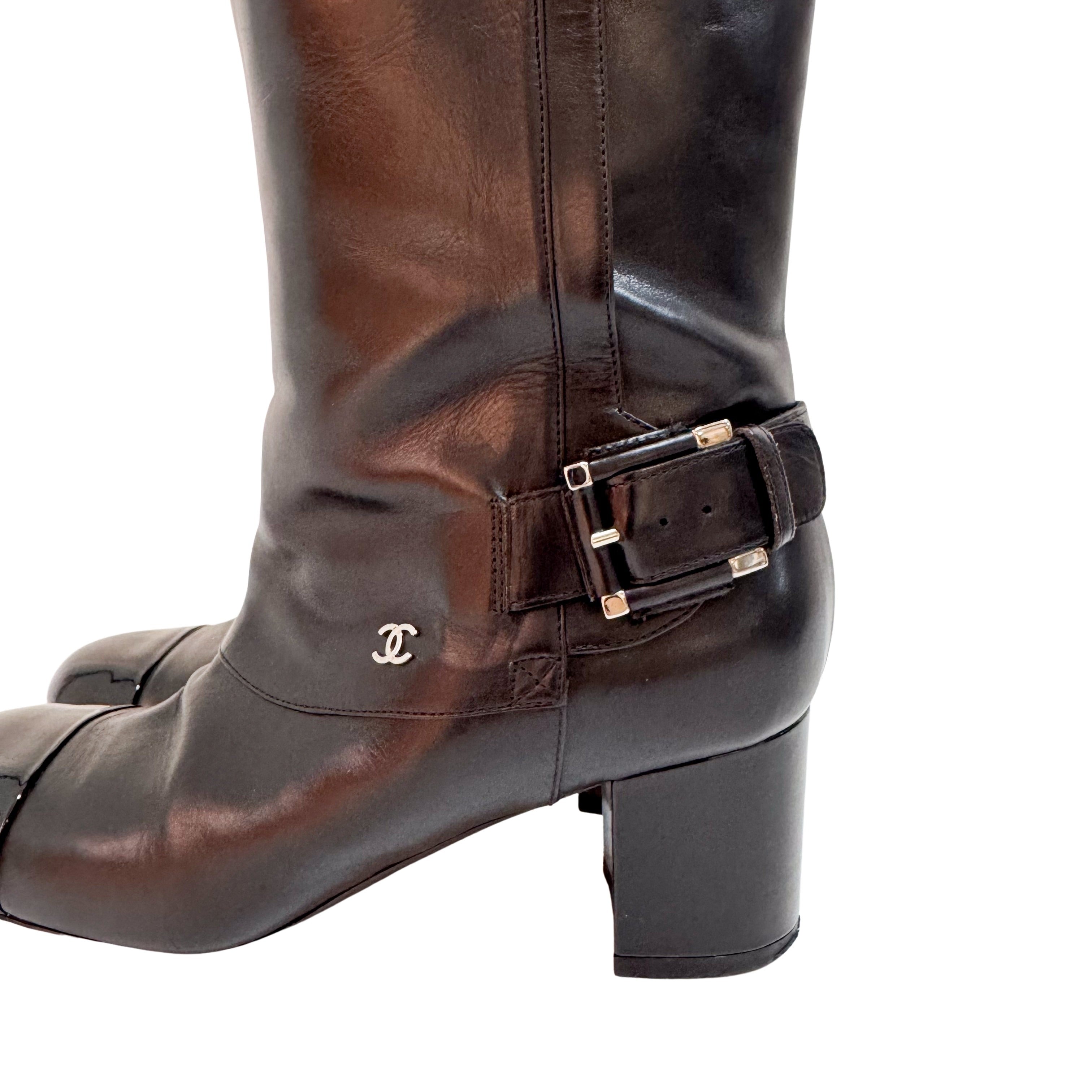 Black Leather Size 36 High Boots