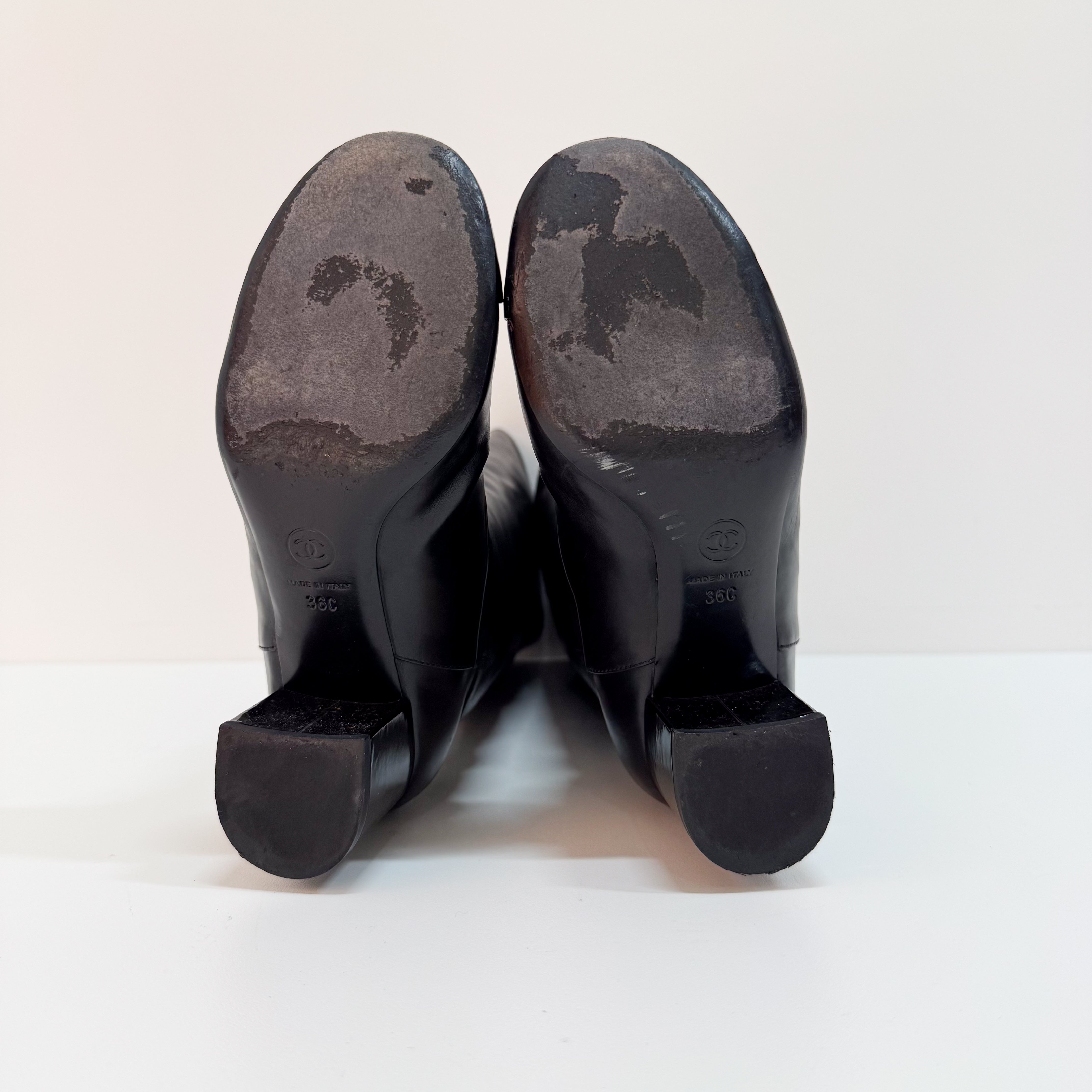 Black Leather Size 36 High Boots