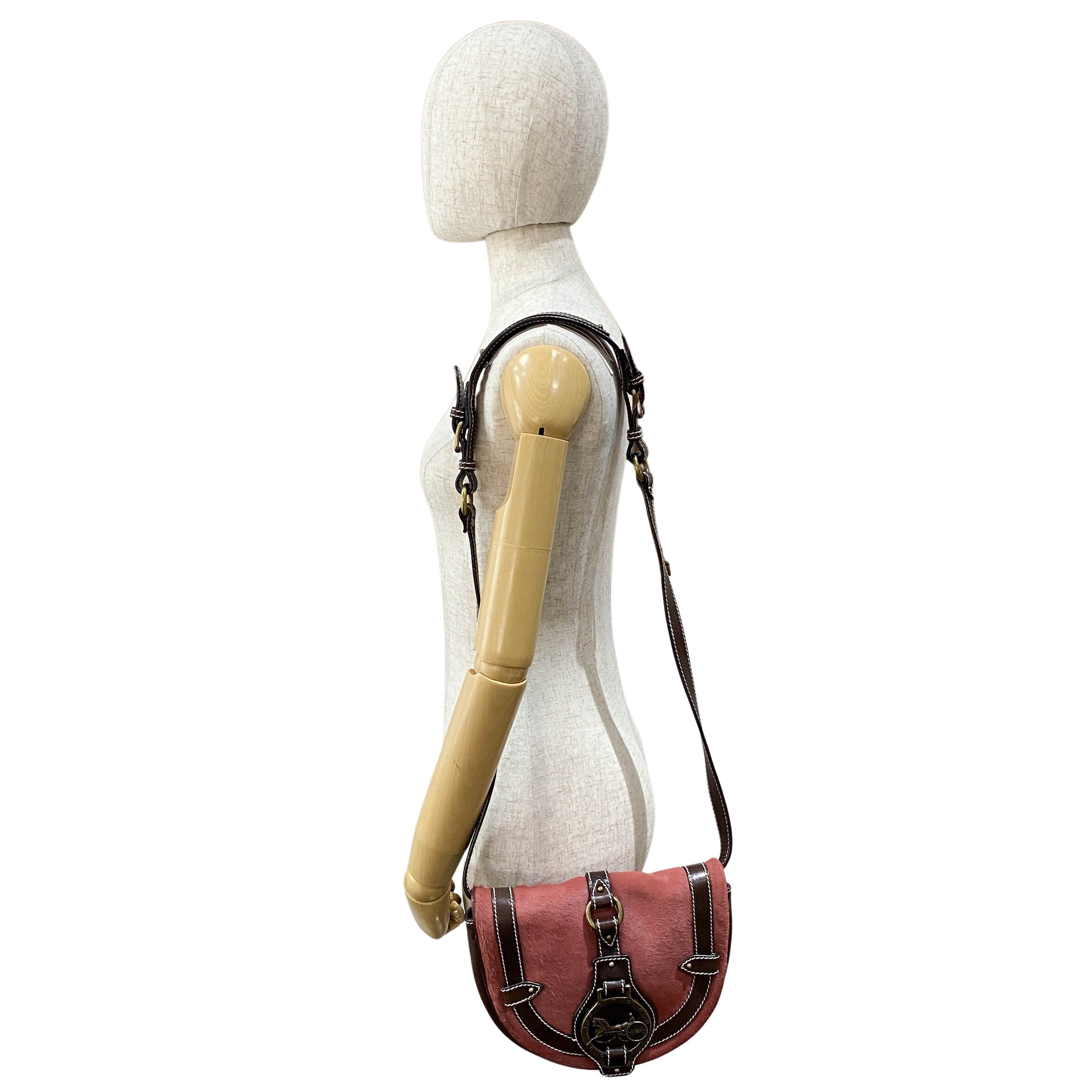 Vintage Pink Pony Hair Crossbody Bag