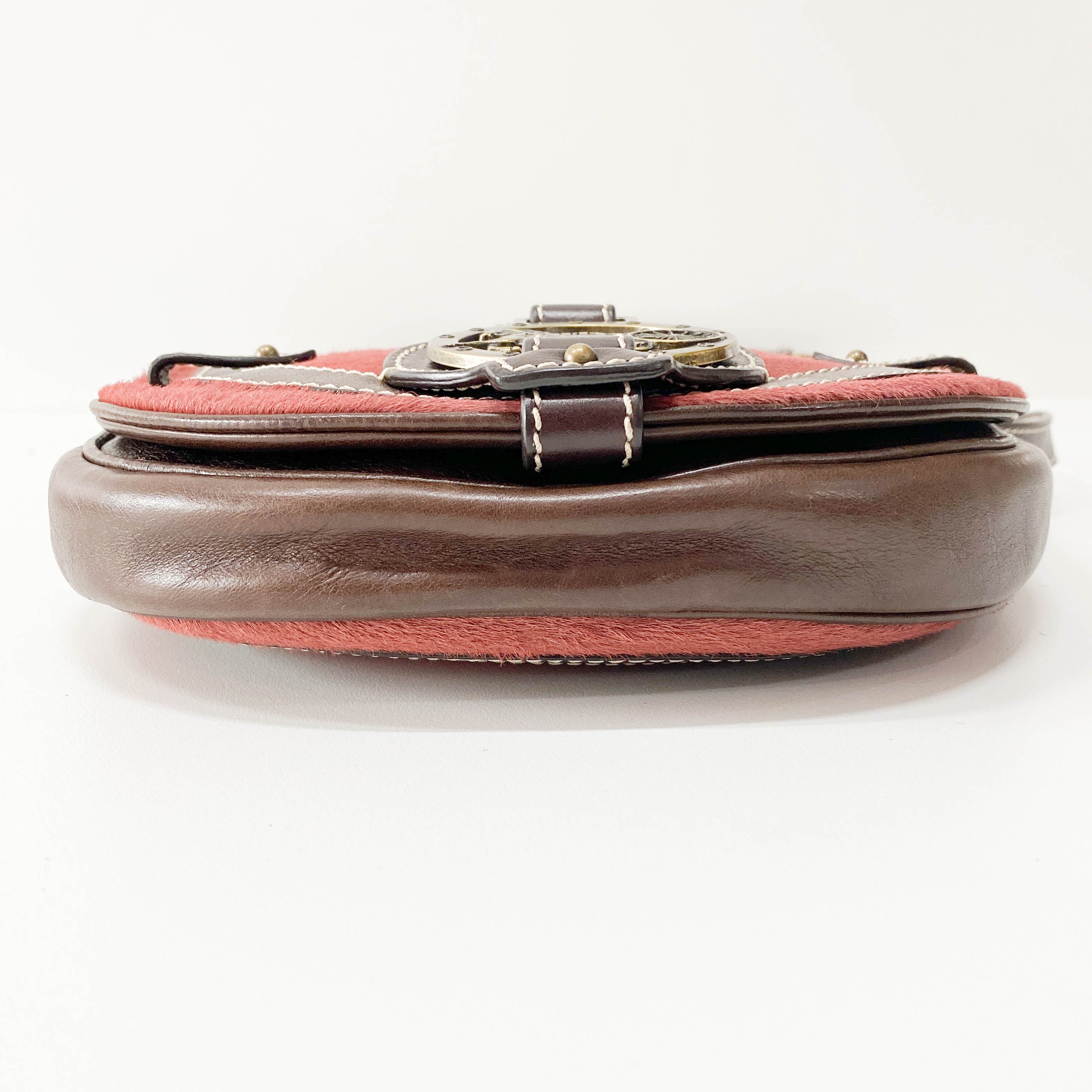 Vintage Pink Pony Hair Crossbody Bag