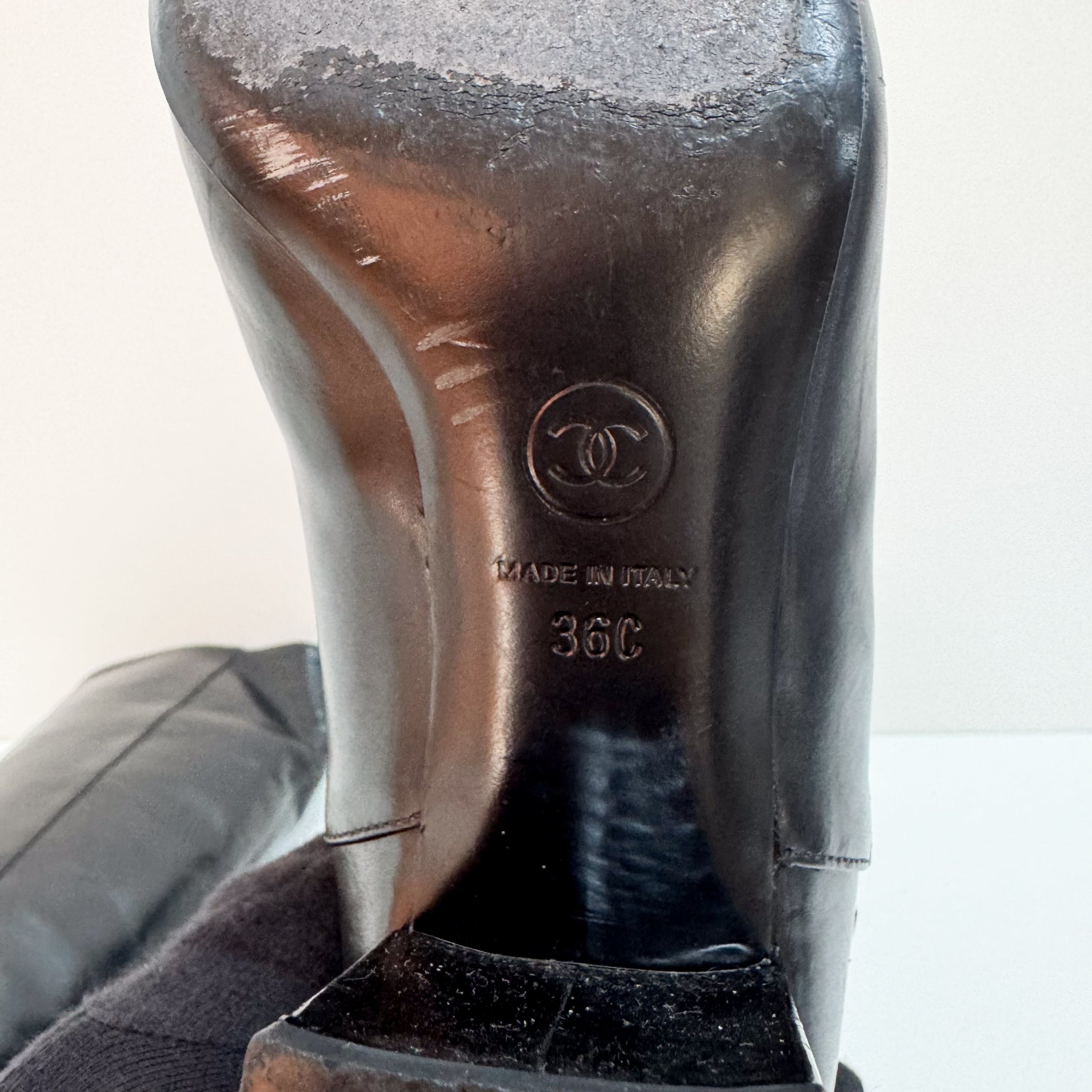 Black Leather Size 36 High Boots