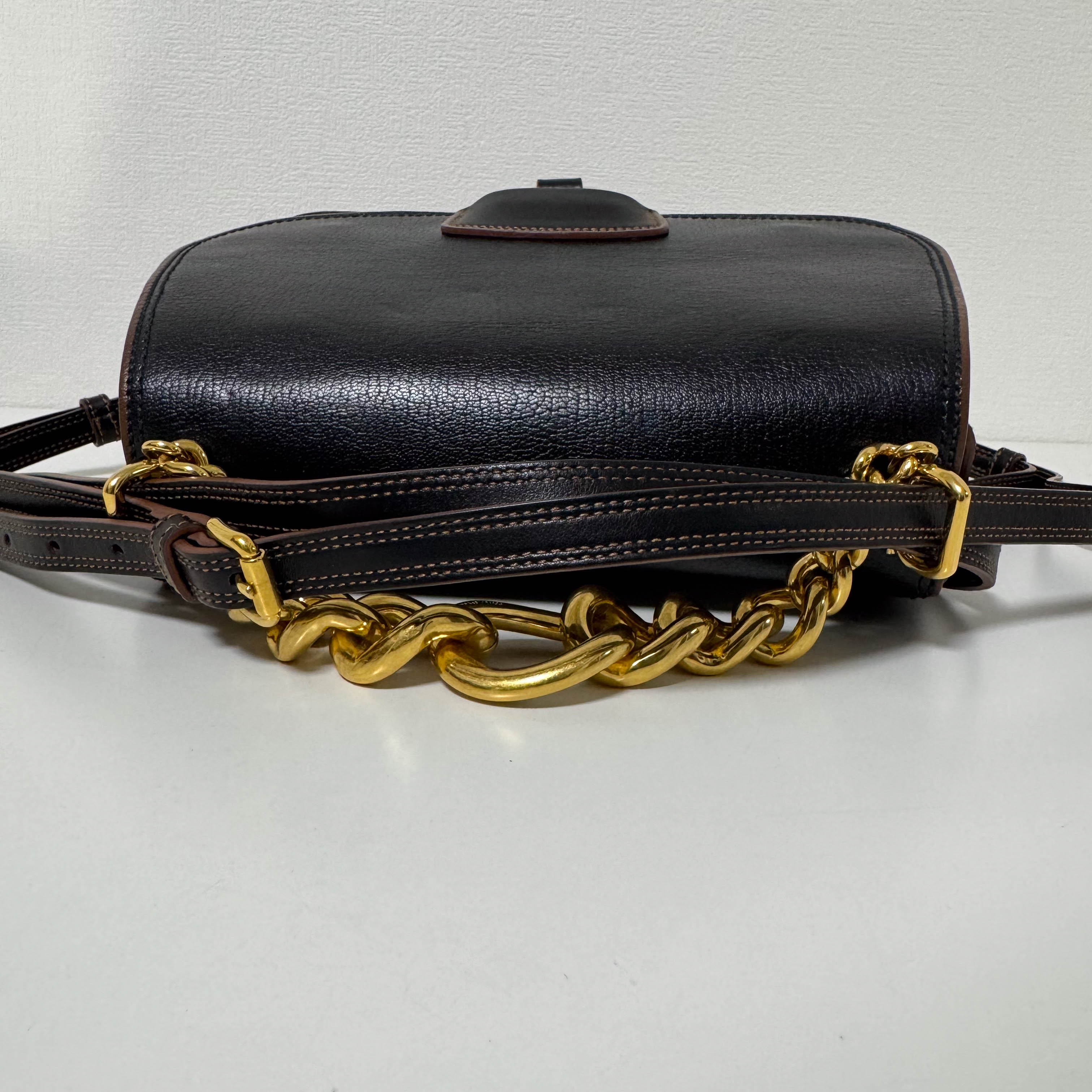 Archive Brown Leather Gold Chain Shoulder Bag