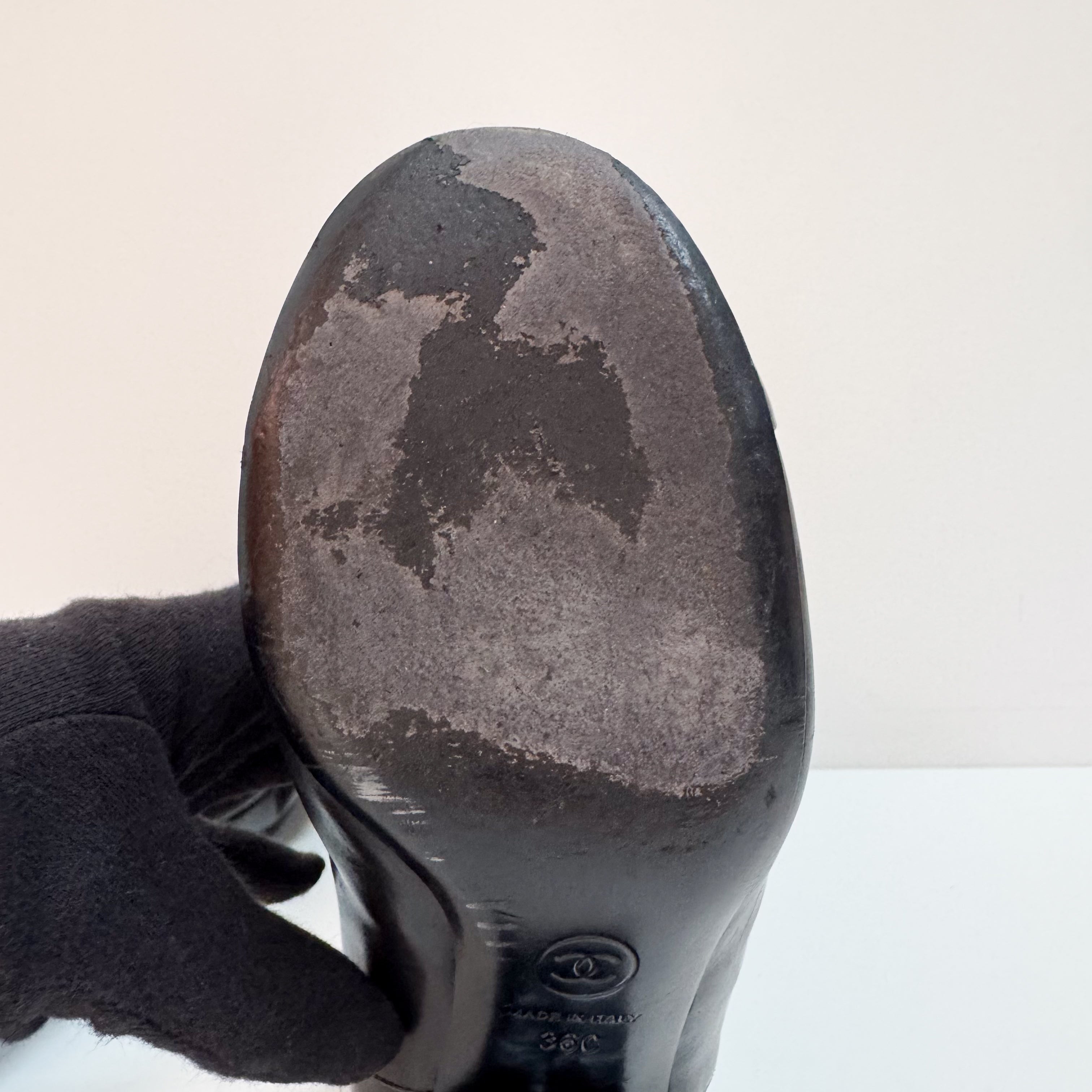 Black Leather Size 36 High Boots