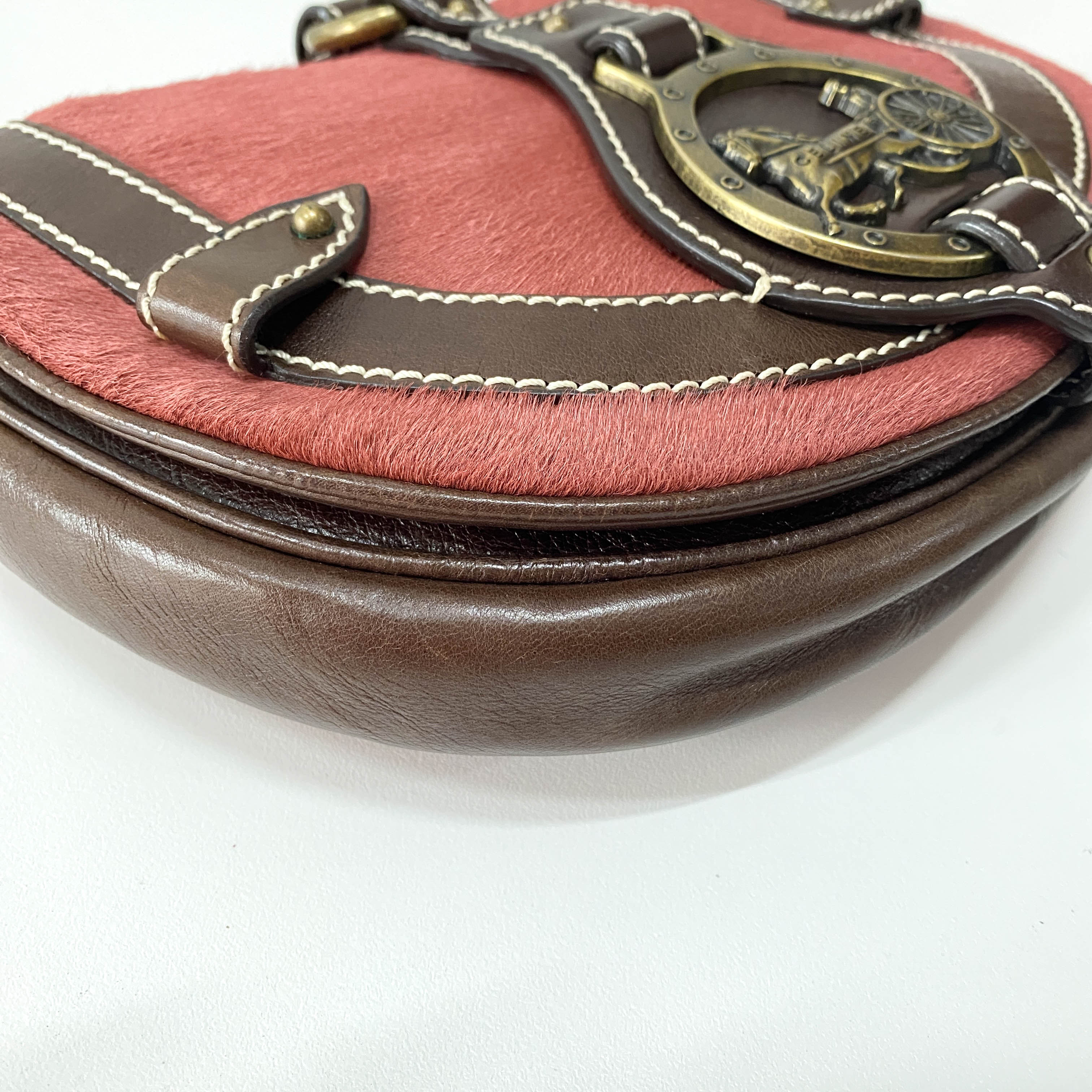 Vintage Pink Pony Hair Crossbody Bag