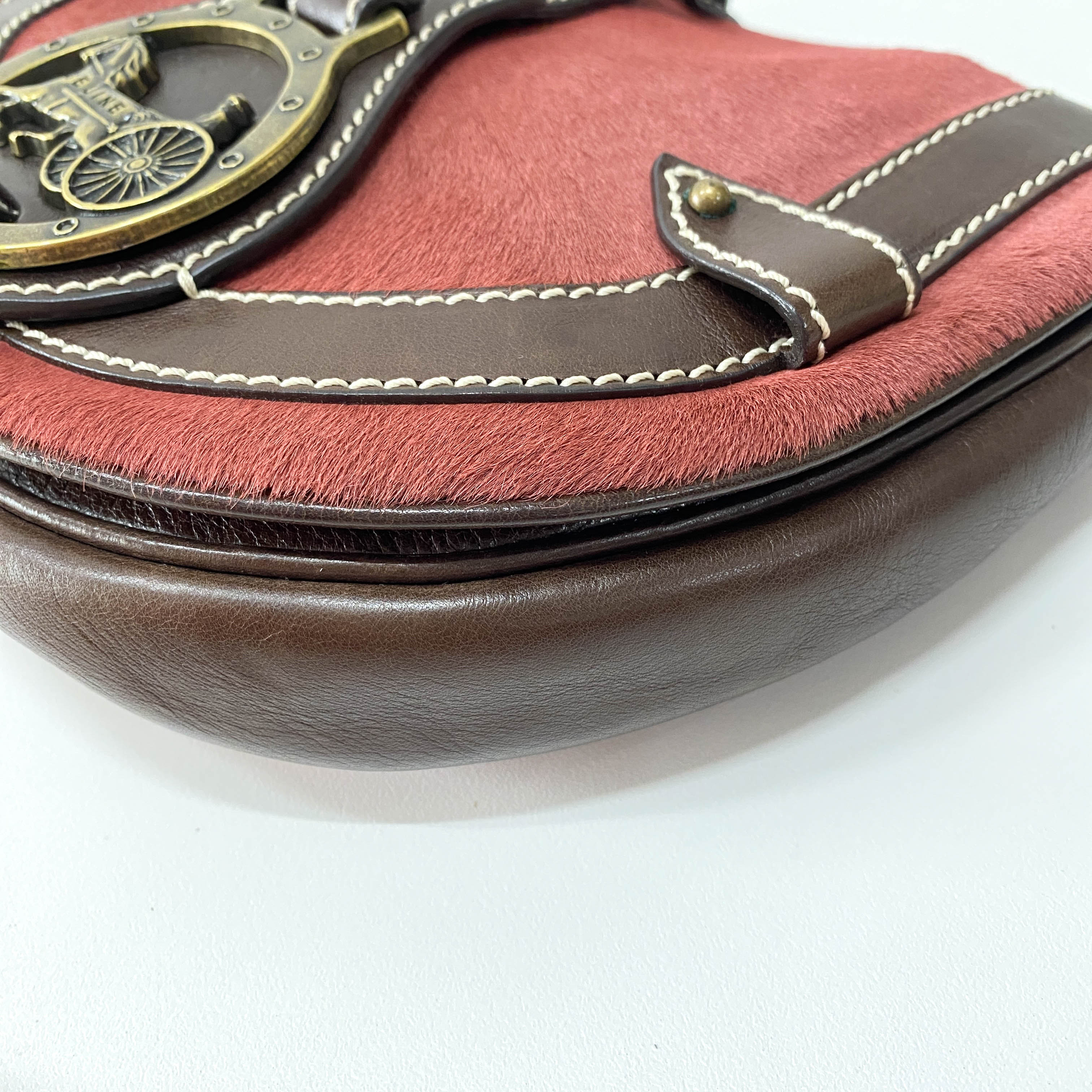 Vintage Pink Pony Hair Crossbody Bag