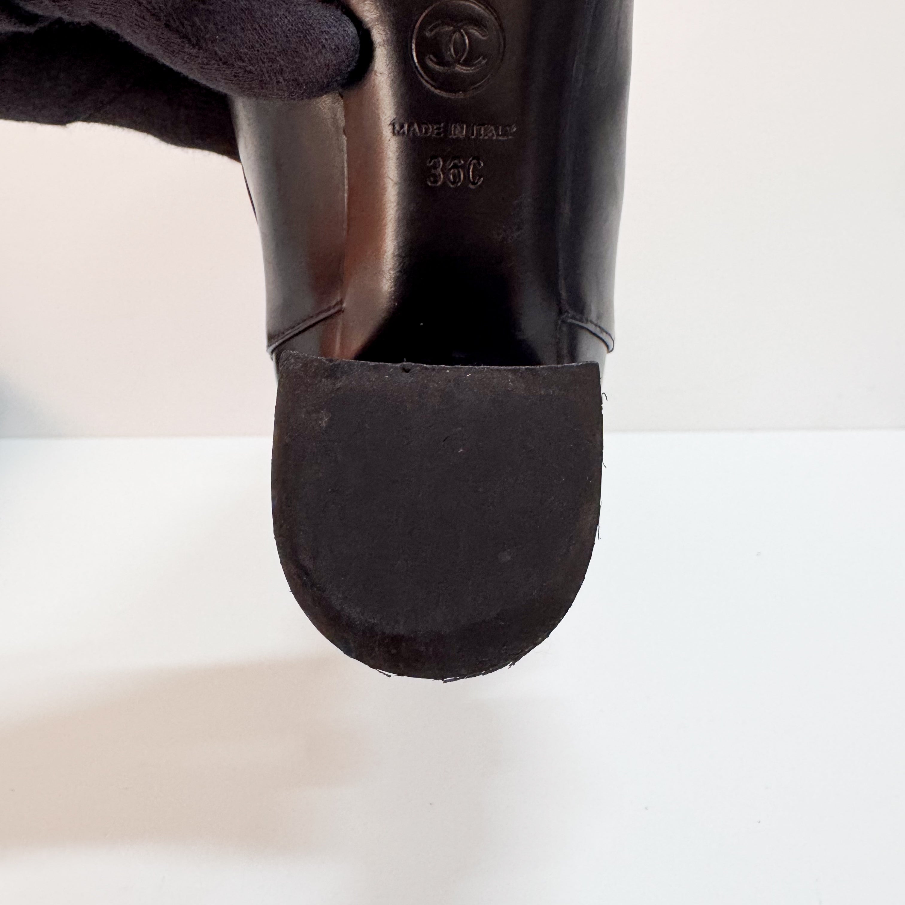 Black Leather Size 36 High Boots