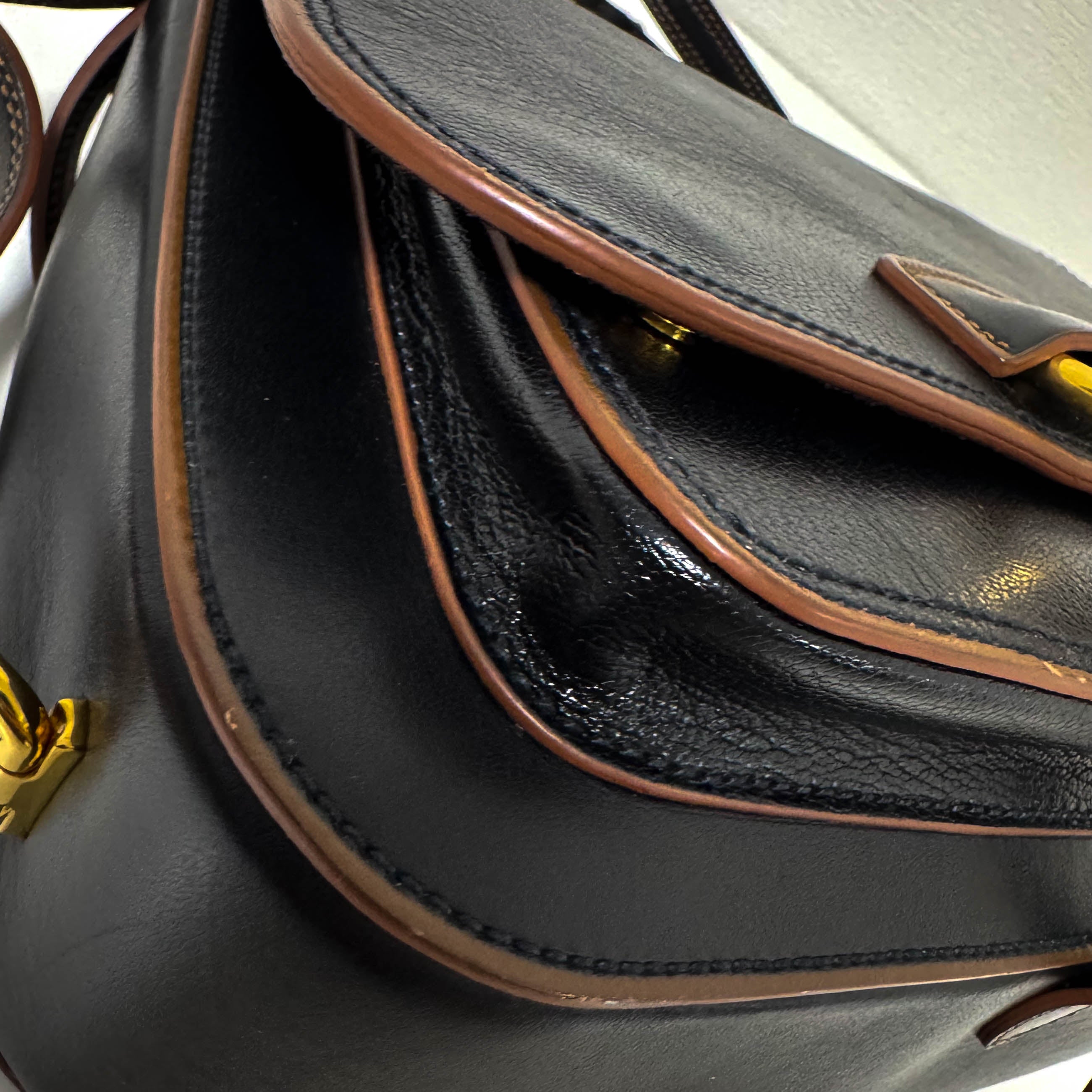 Archive Brown Leather Gold Chain Shoulder Bag