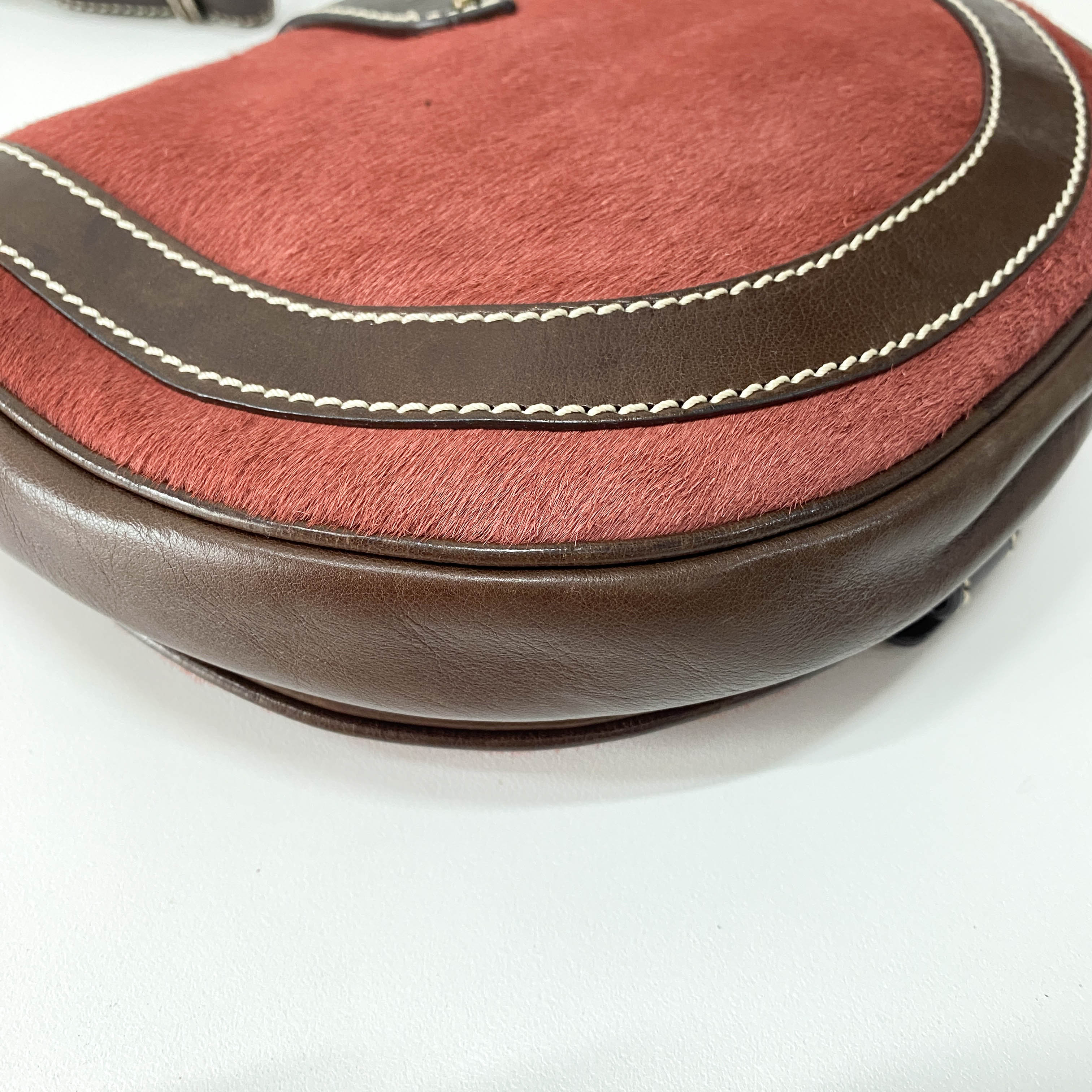 Vintage Pink Pony Hair Crossbody Bag