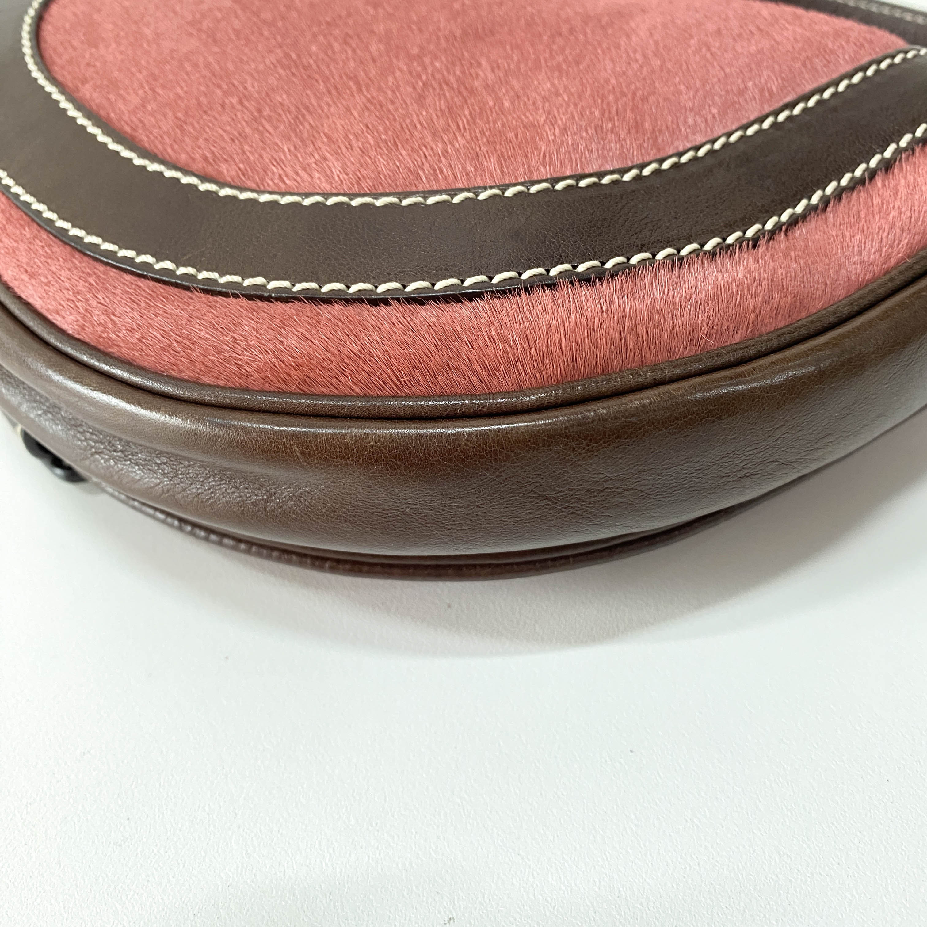 Vintage Pink Pony Hair Crossbody Bag