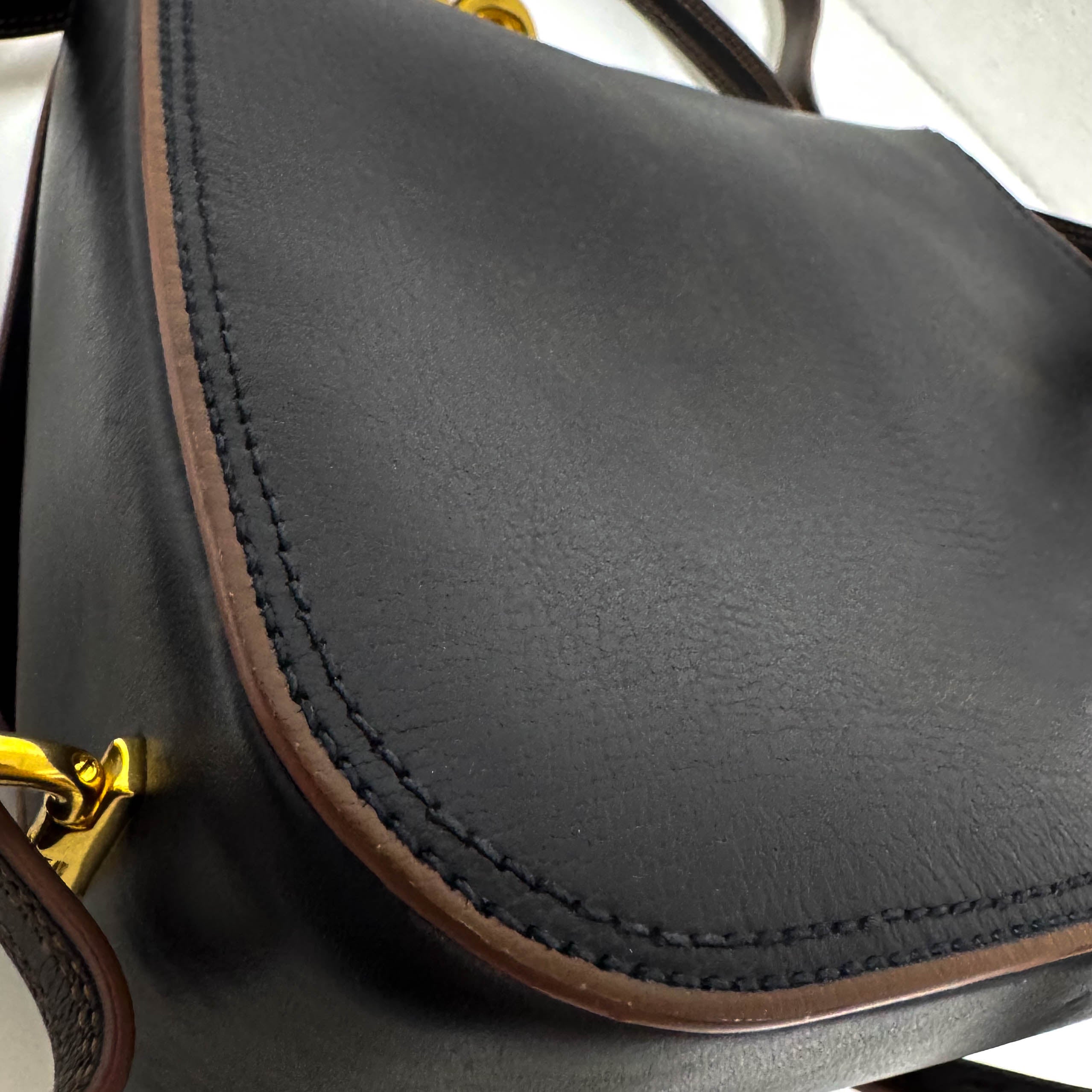 Archive Brown Leather Gold Chain Shoulder Bag