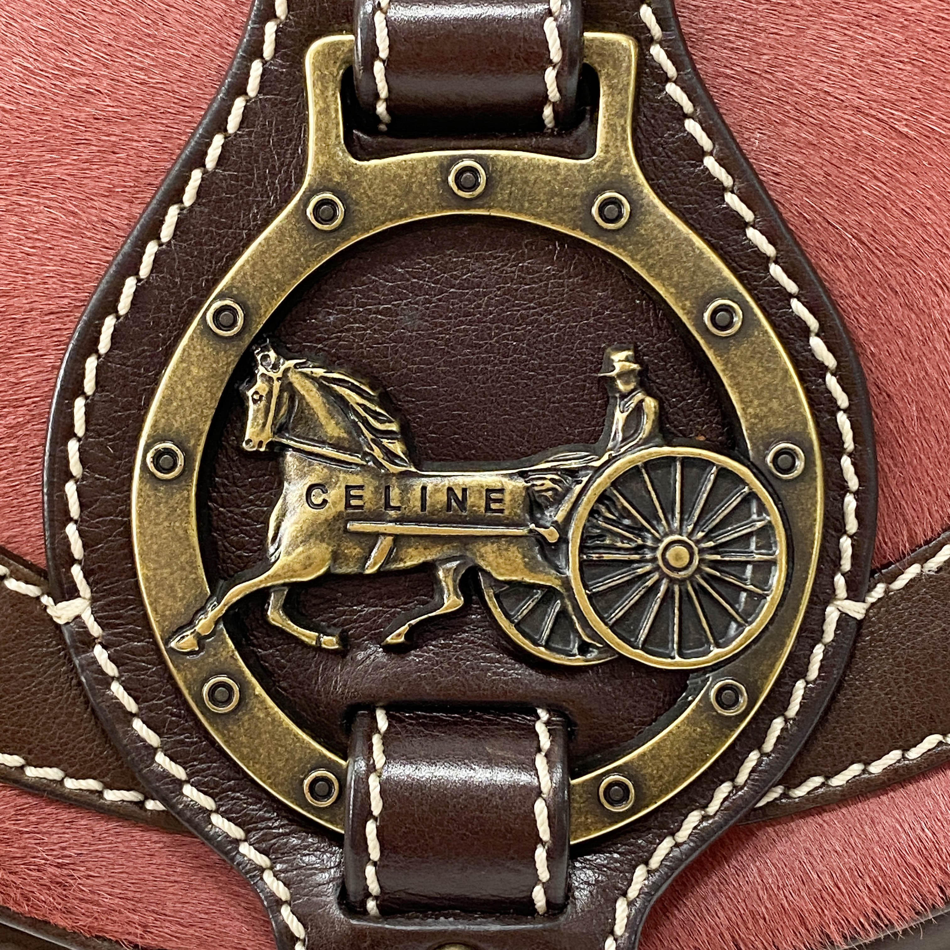 Vintage Pink Pony Hair Crossbody Bag