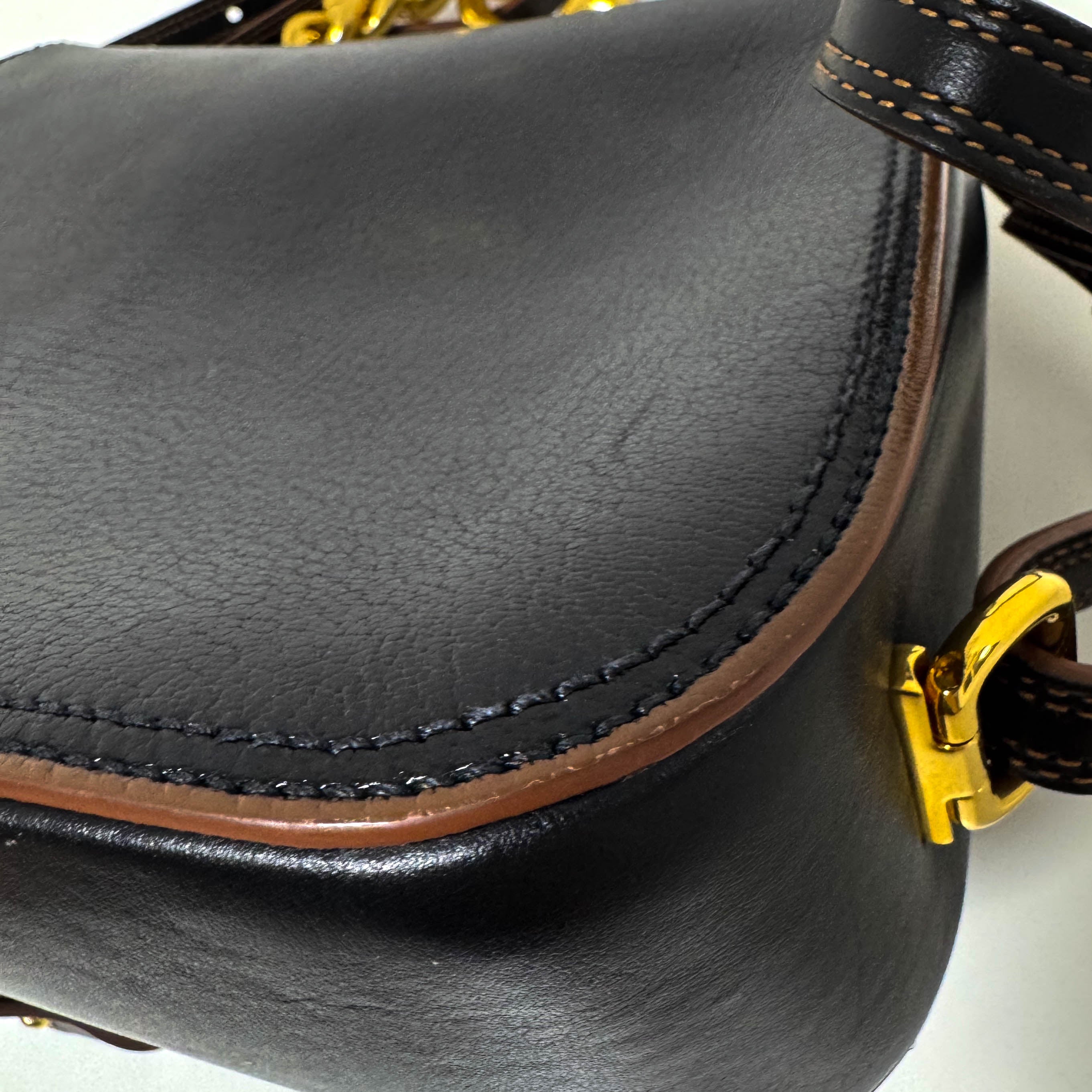Archive Brown Leather Gold Chain Shoulder Bag