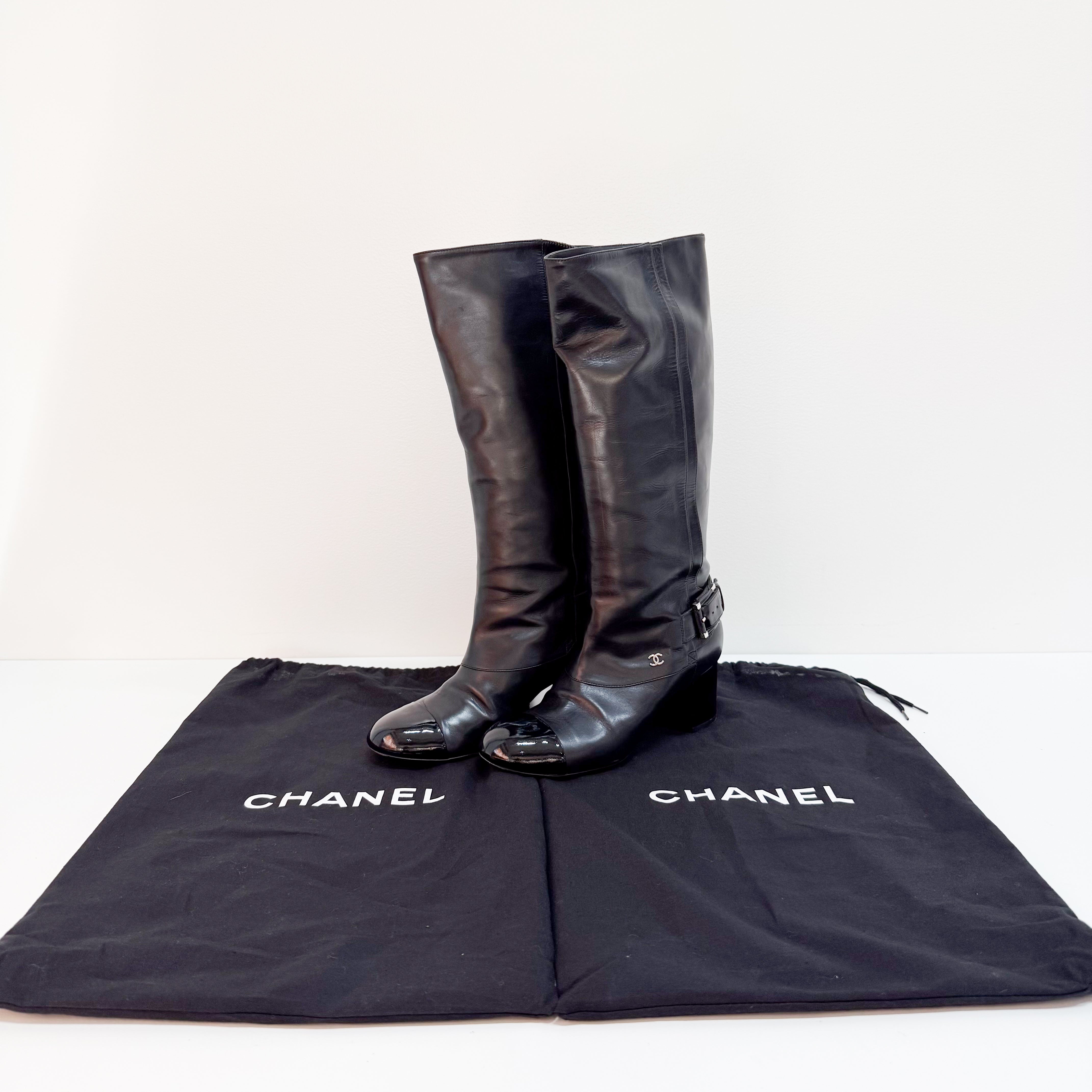 Black Leather Size 36 High Boots