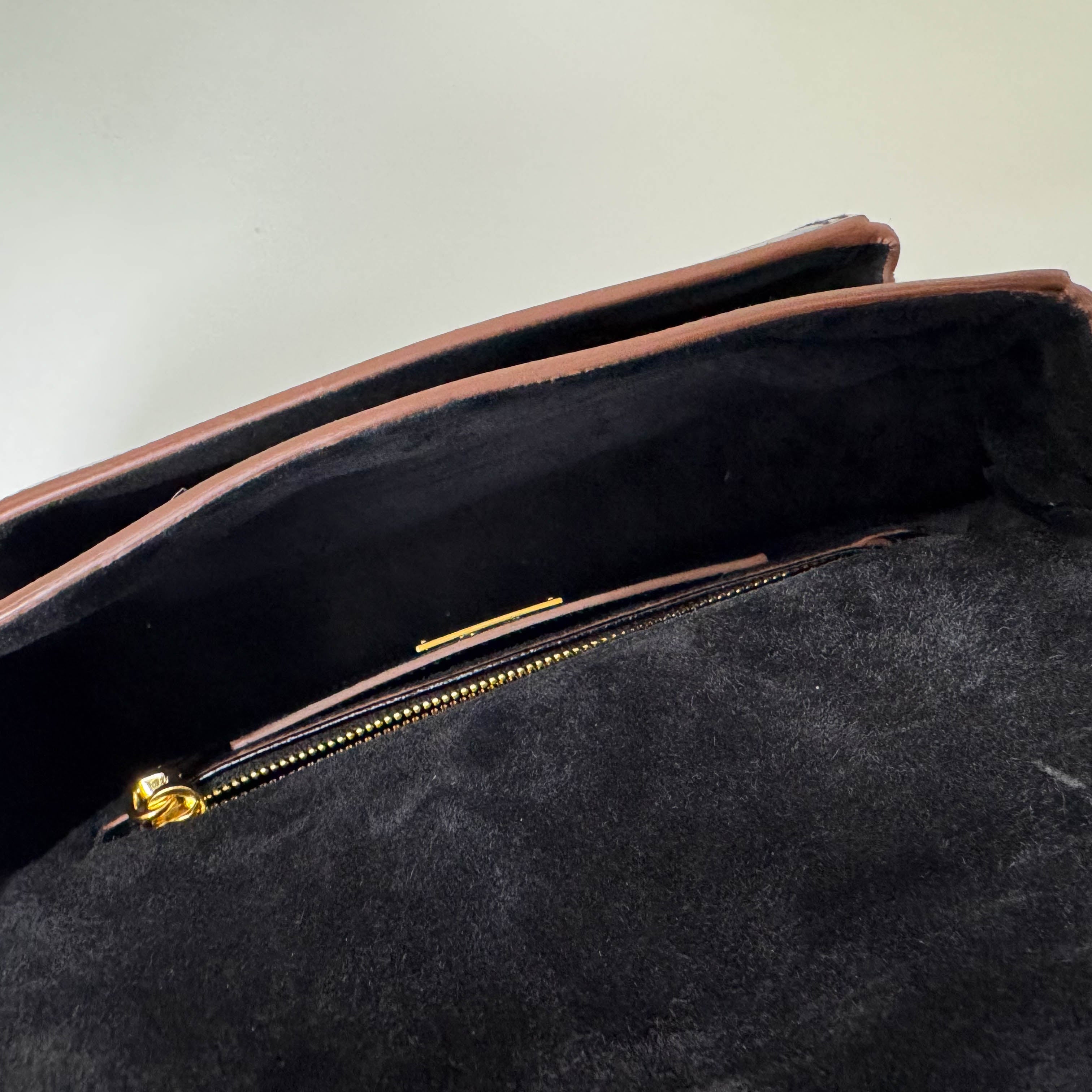 Archive Brown Leather Gold Chain Shoulder Bag