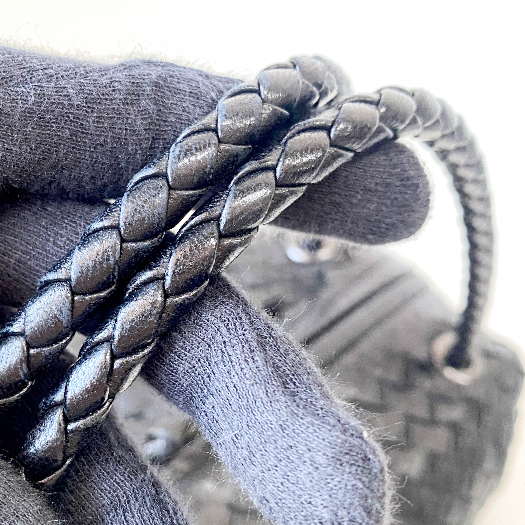 Intrecciato Black Leather Bowling Bag