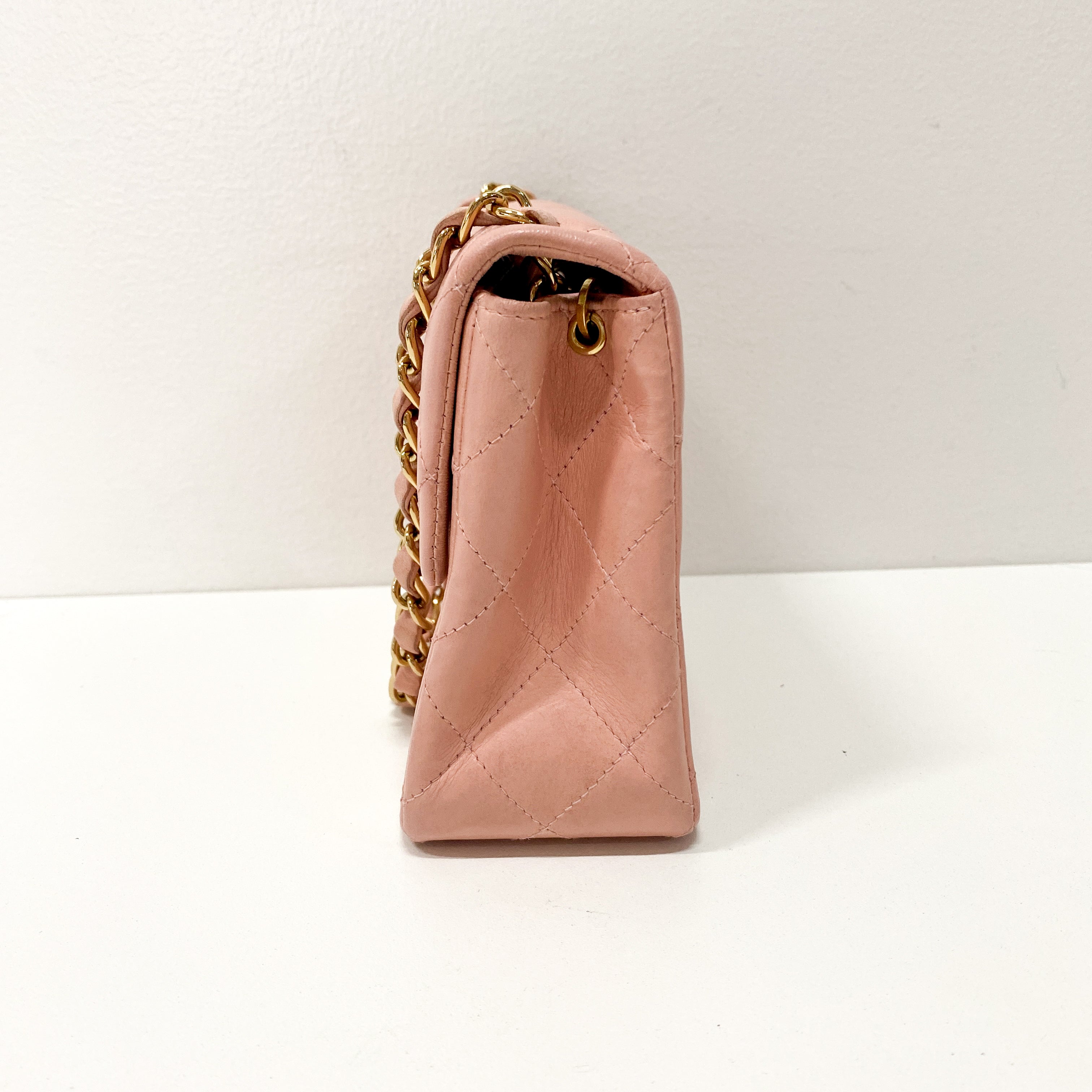 Classic Flap Pink Lambskin Mini Square Matelassé Bag