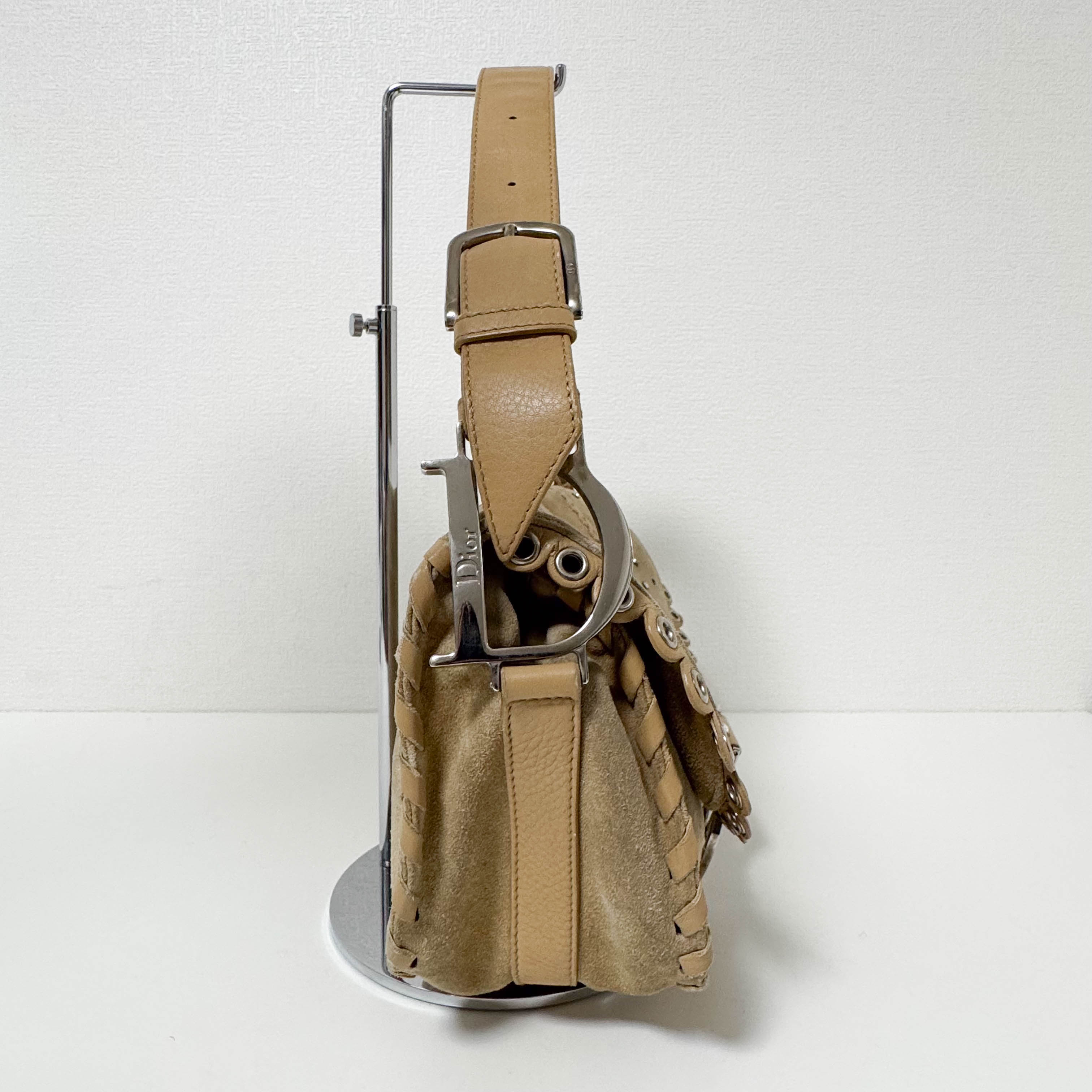 Vintage Suede Beige Shoulder Bag