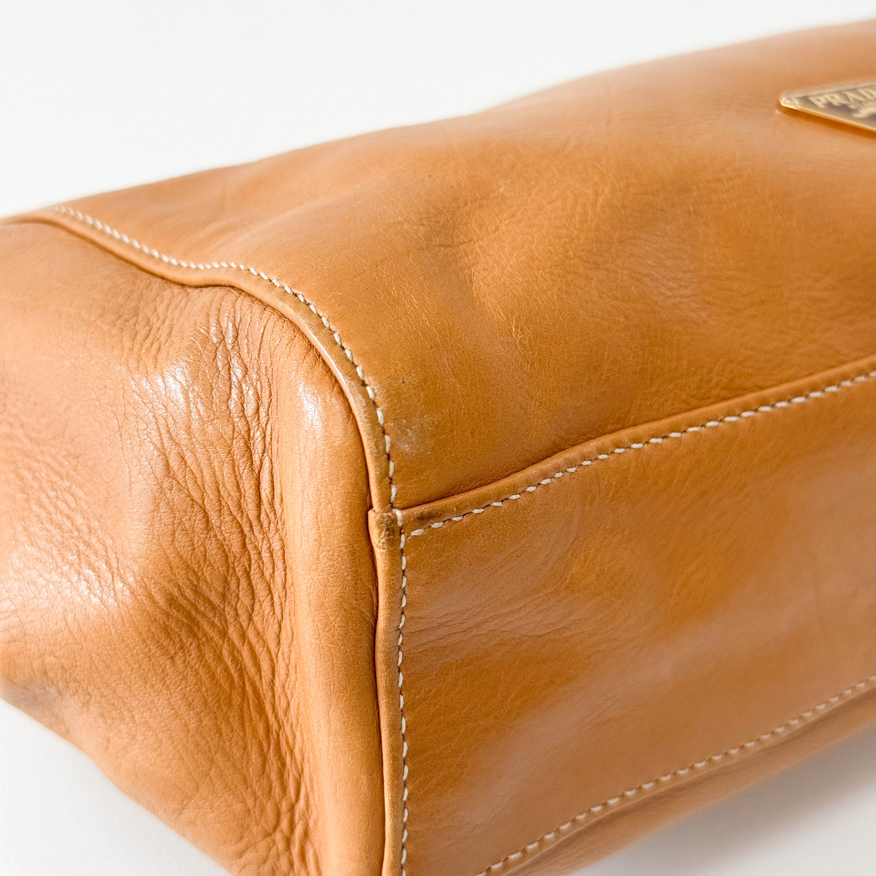 Brown Leather Gold Chain Shoulder Bag