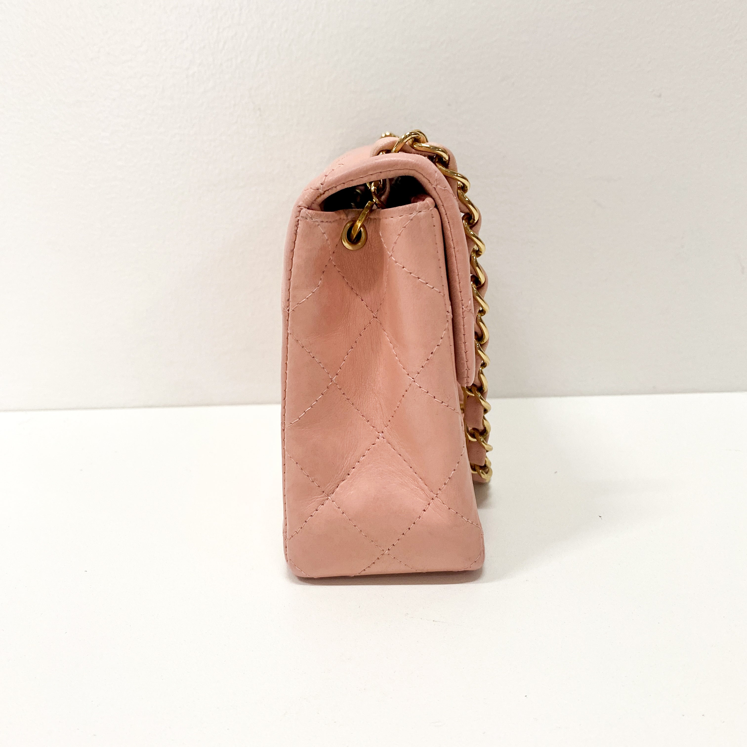 Classic Flap Pink Lambskin Mini Square Matelassé Bag