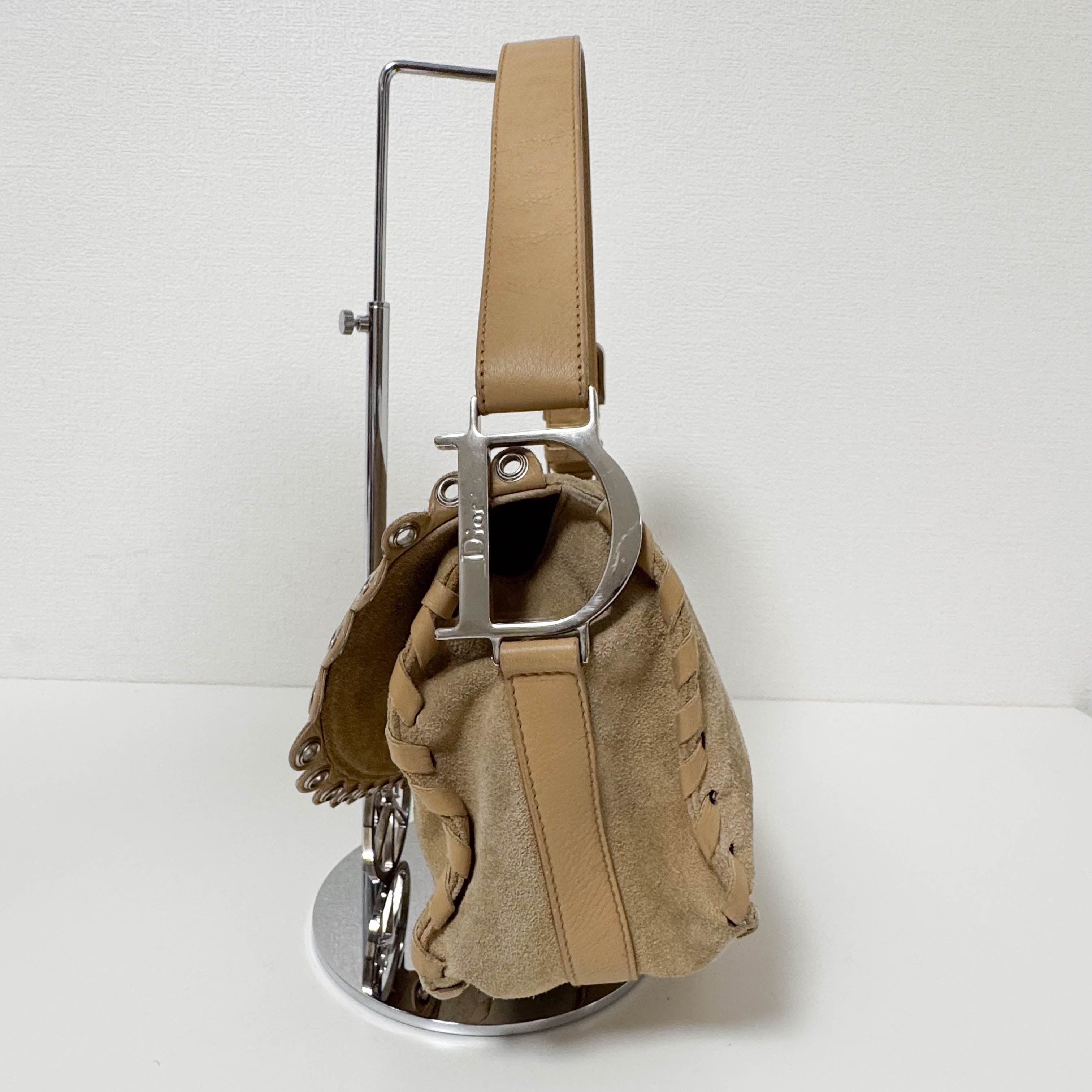 Vintage Suede Beige Shoulder Bag