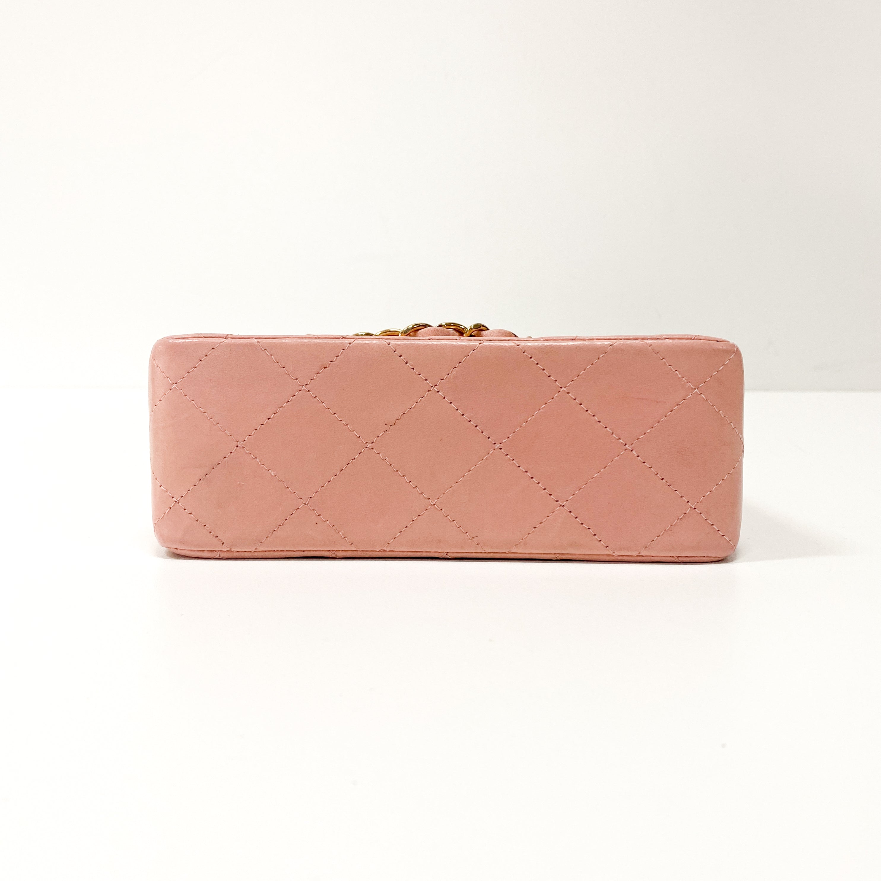 Classic Flap Pink Lambskin Mini Square Matelassé Bag