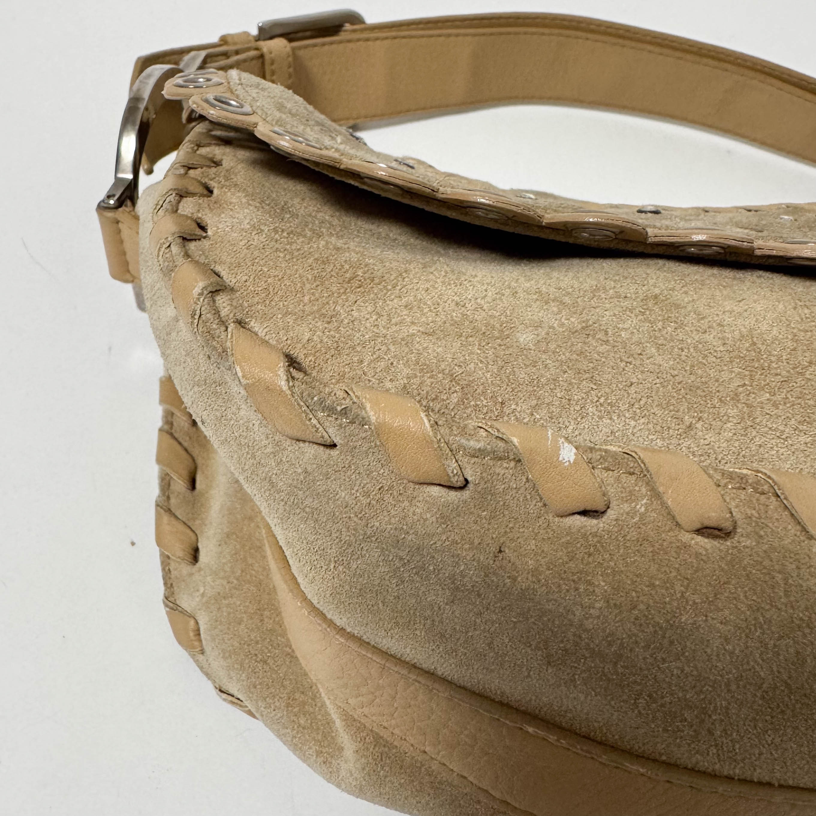 Vintage Suede Beige Shoulder Bag