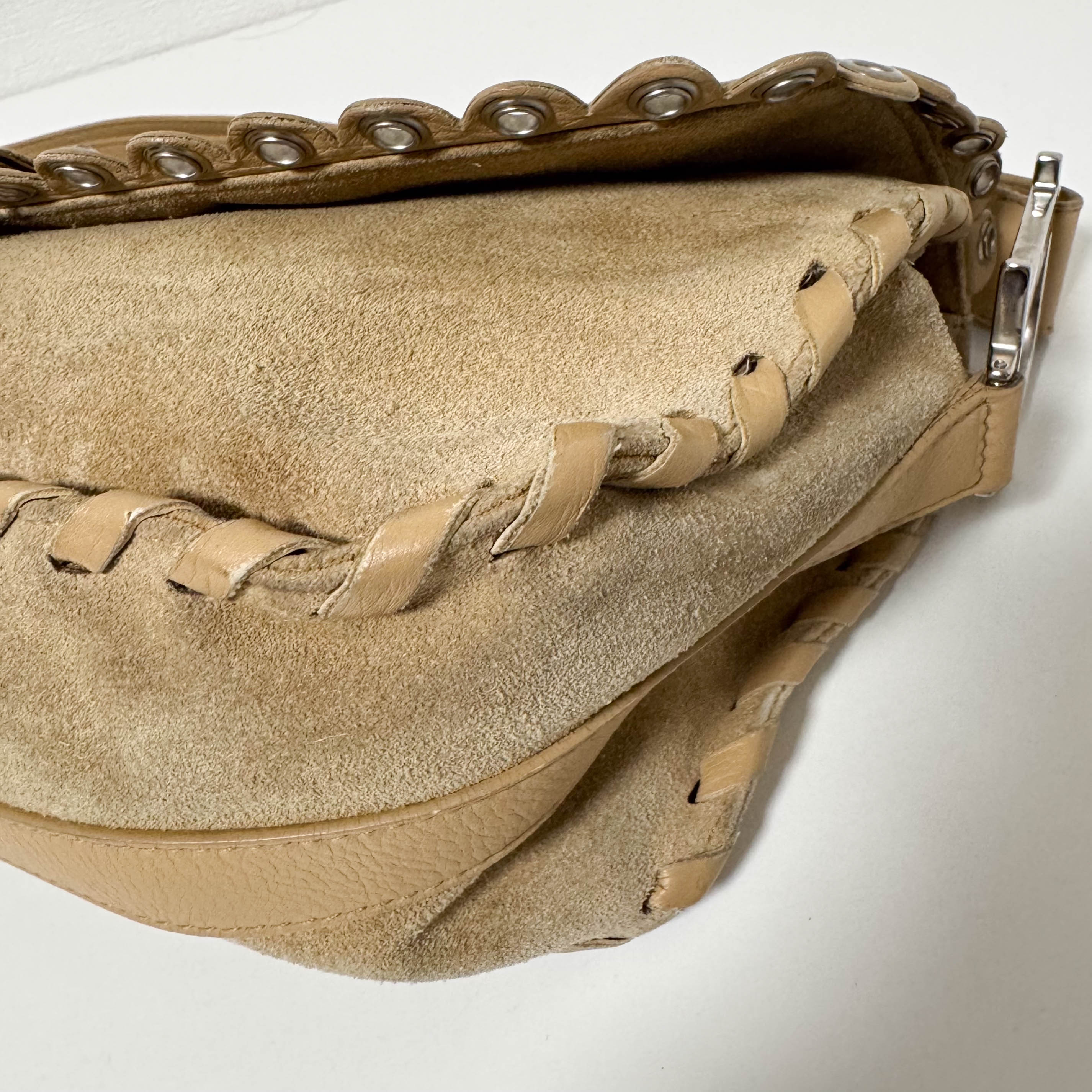 Vintage Suede Beige Shoulder Bag
