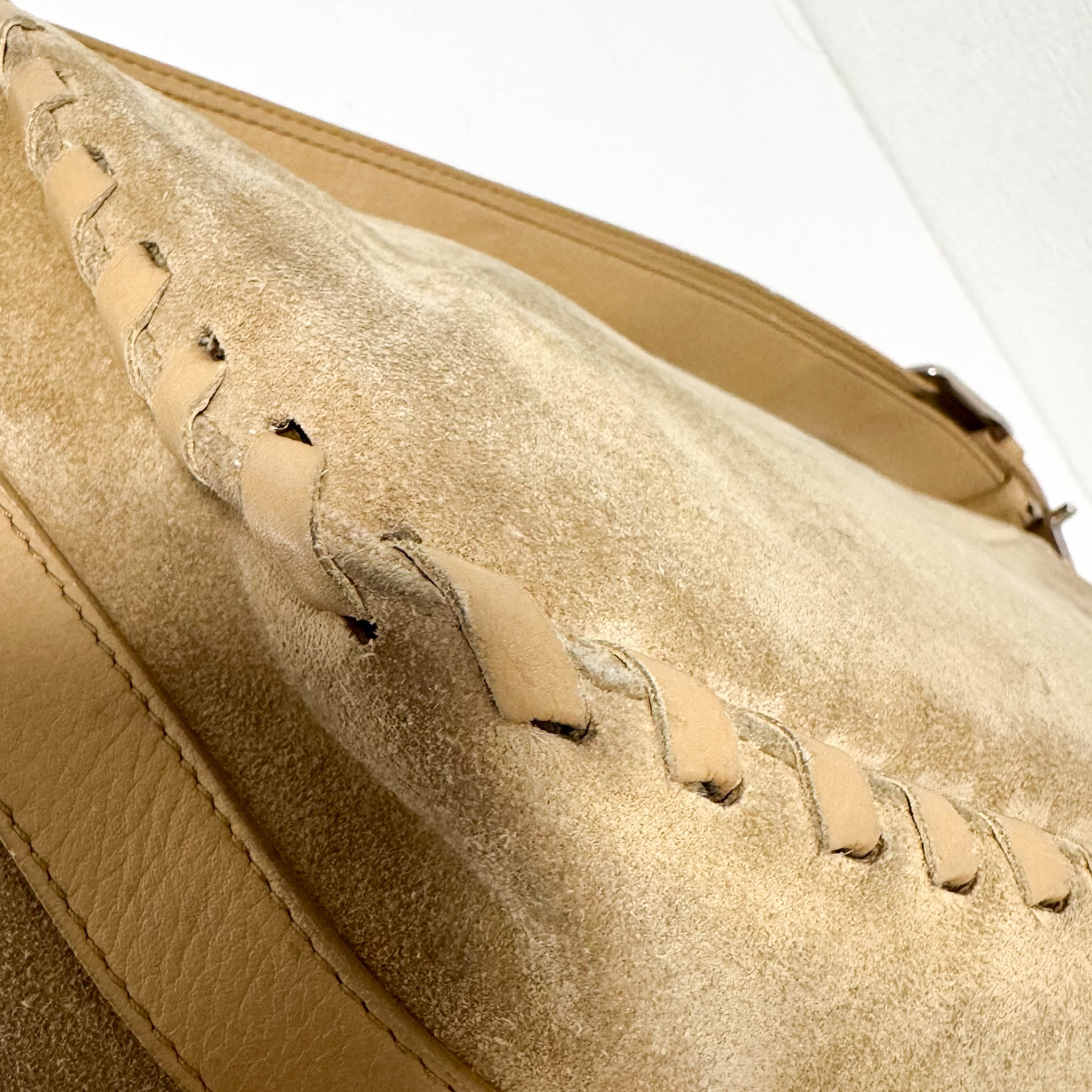 Vintage Suede Beige Shoulder Bag