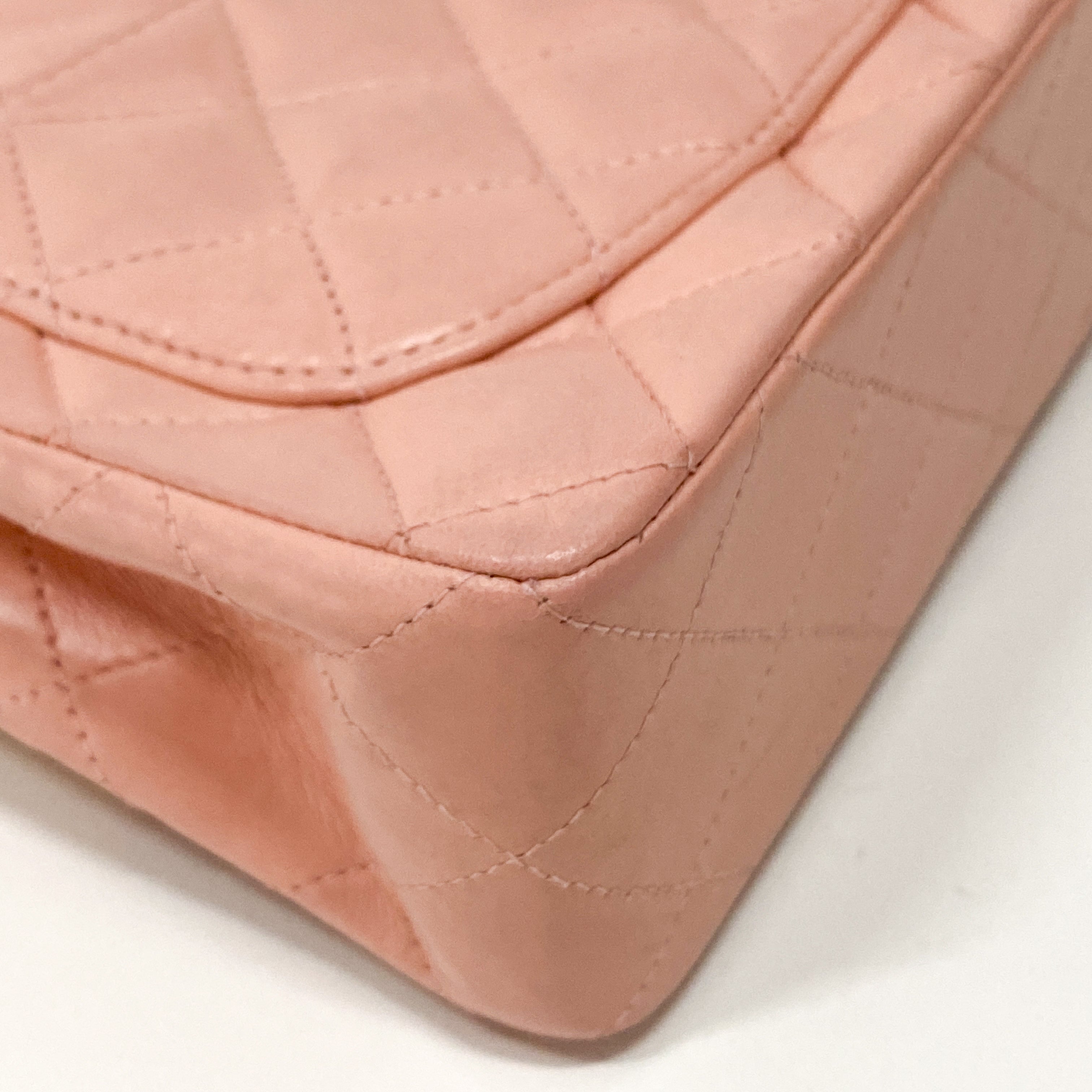 Classic Flap Pink Lambskin Mini Square Matelassé Bag